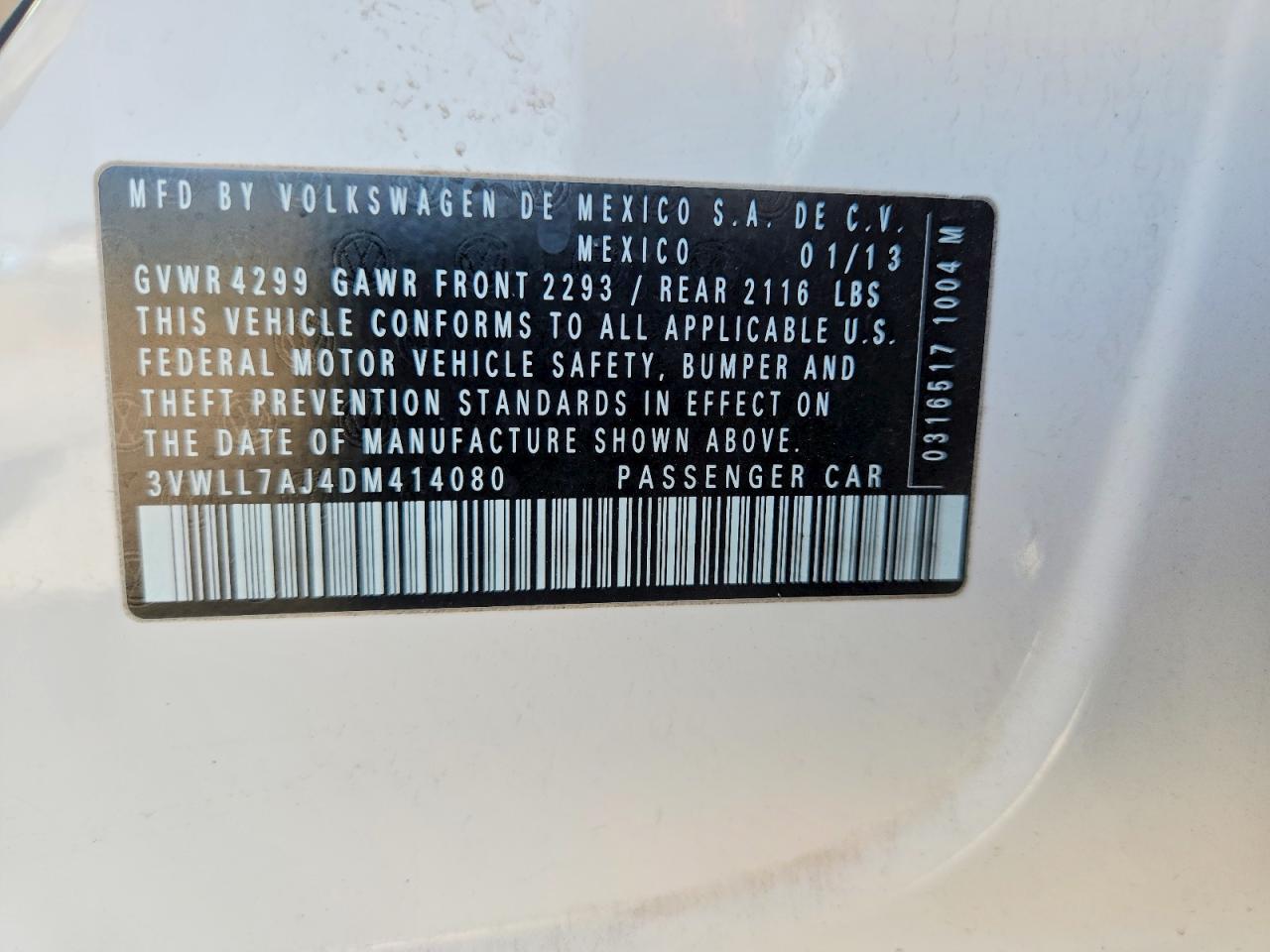 2013 Volkswagen Jetta Tdi White vin: 3VWLL7AJ4DM414080