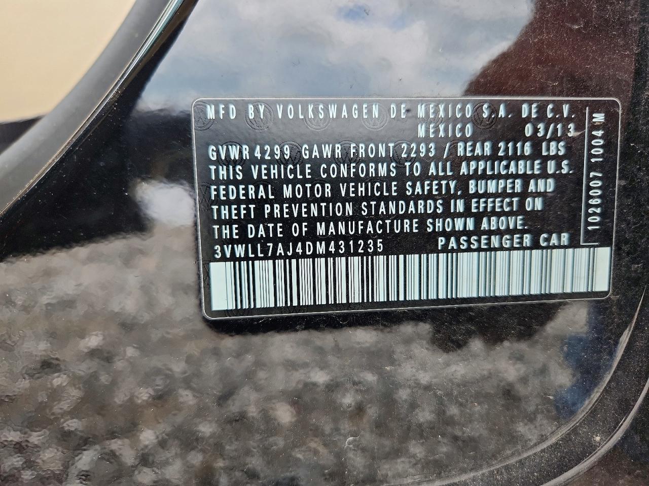 2013 Volkswagen Jetta Tdi Black vin: 3VWLL7AJ4DM431235