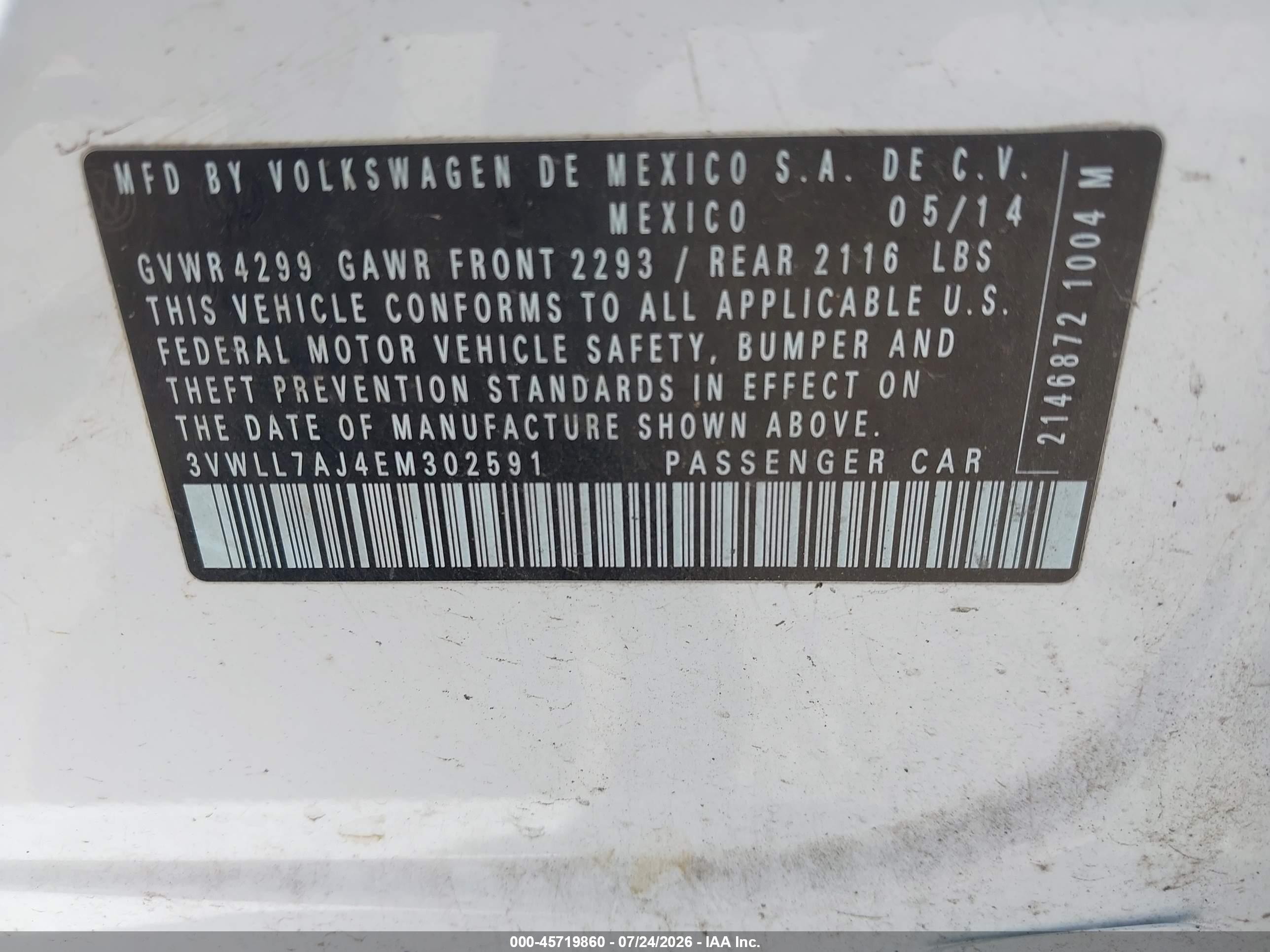 2014 Volkswagen Jetta 2.0l Tdi White vin: 3VWLL7AJ4EM302591