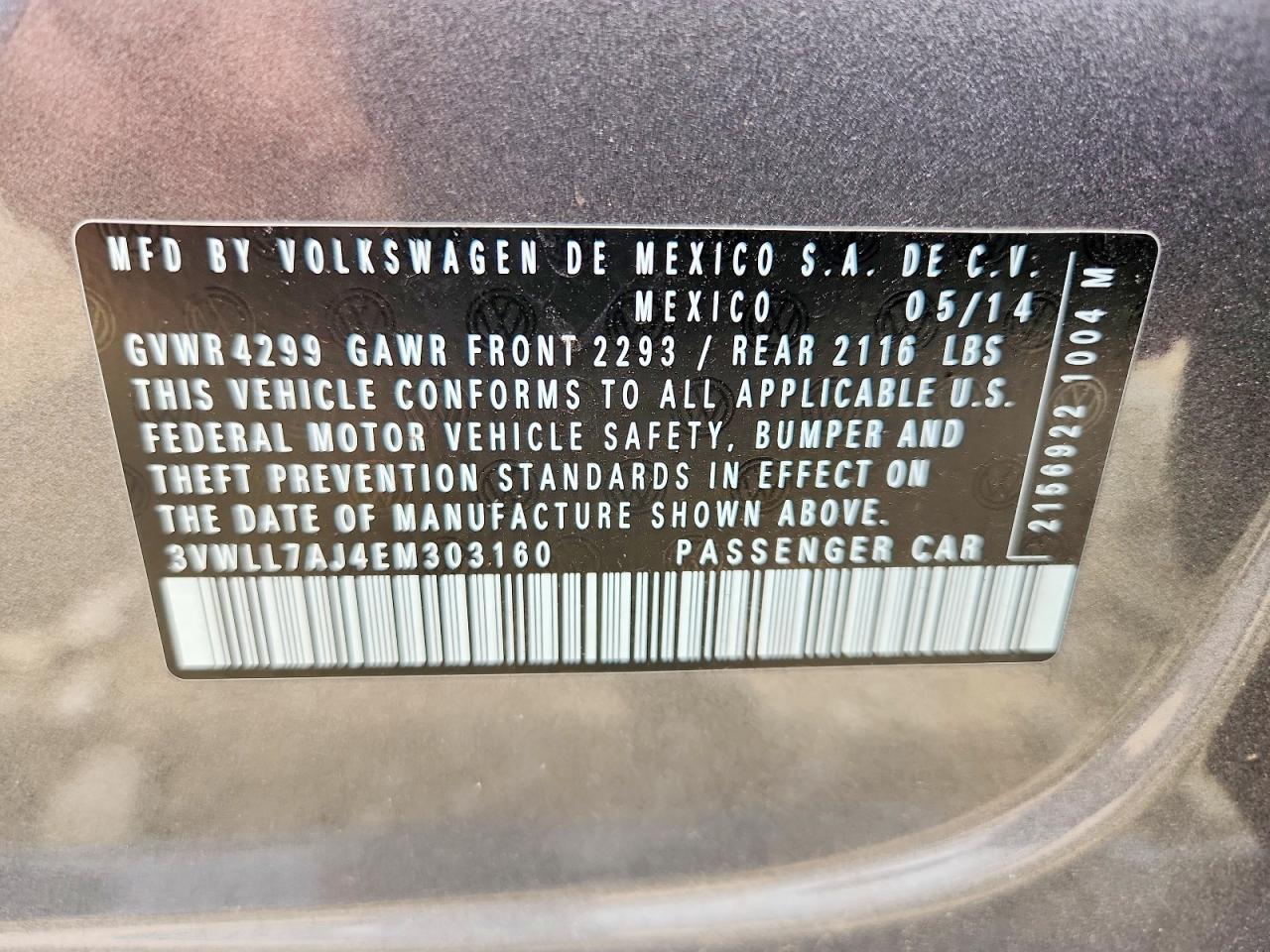 2014 Volkswagen Jetta Tdi Gray vin: 3VWLL7AJ4EM303160