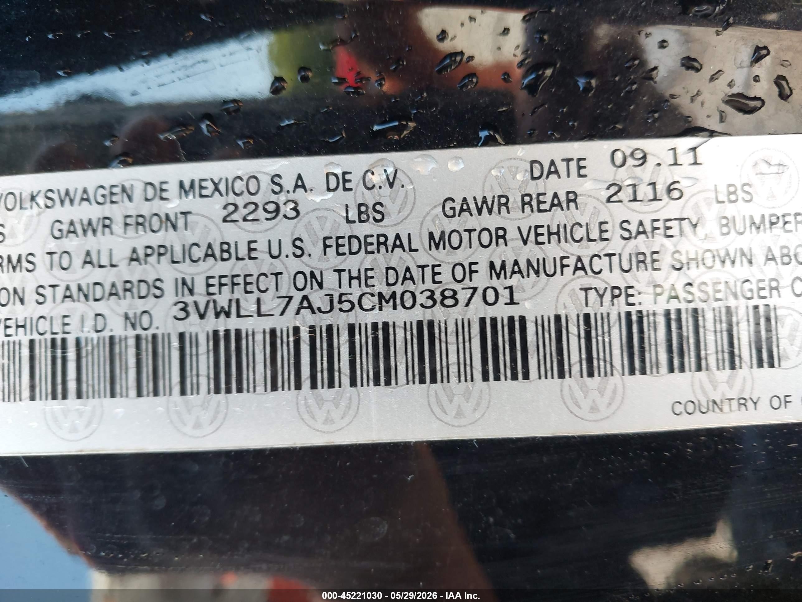 2012 Volkswagen Jetta 2.0l Tdi Black vin: 3VWLL7AJ5CM038701
