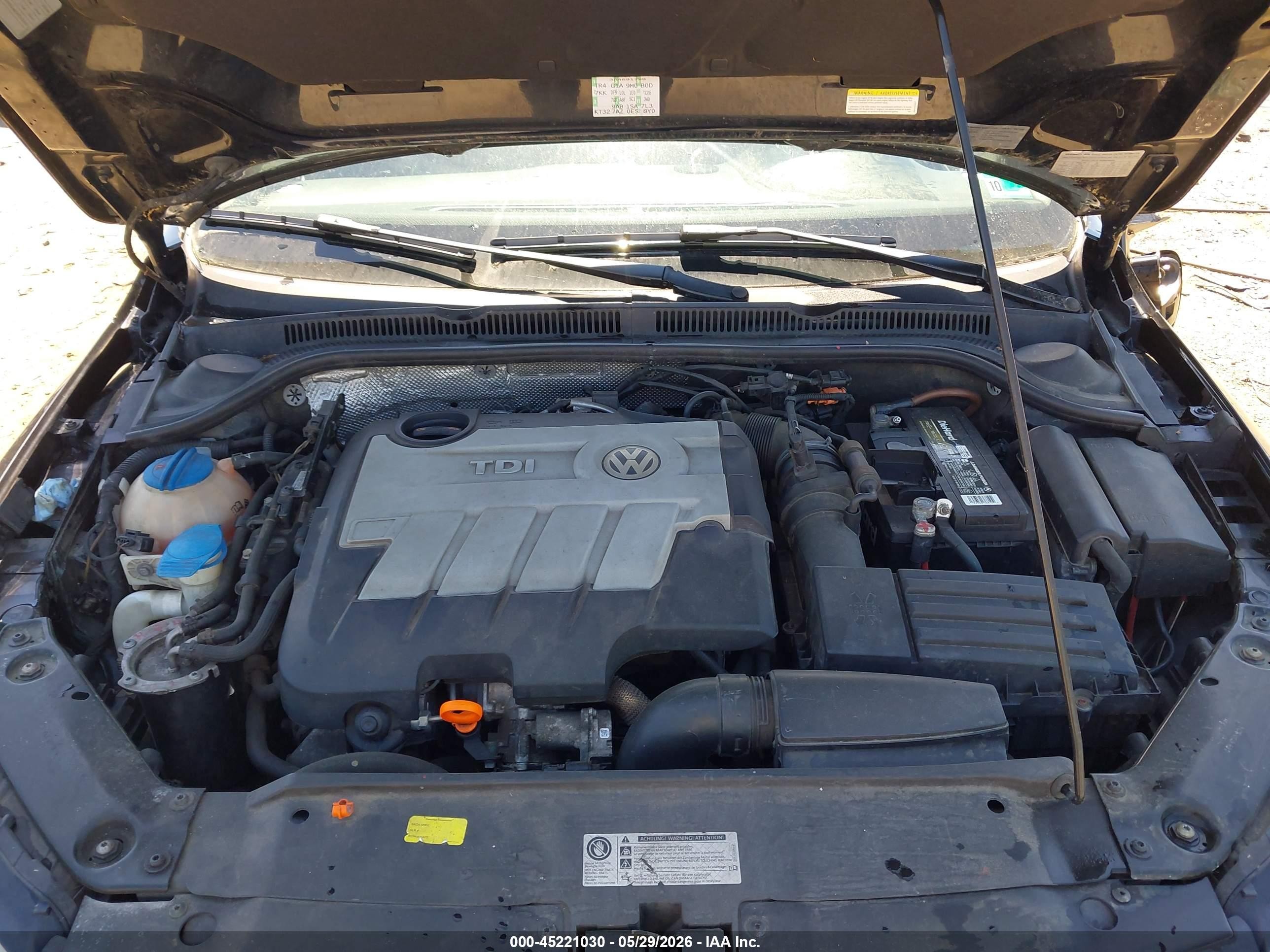 2012 Volkswagen Jetta 2.0l Tdi Black vin: 3VWLL7AJ5CM038701