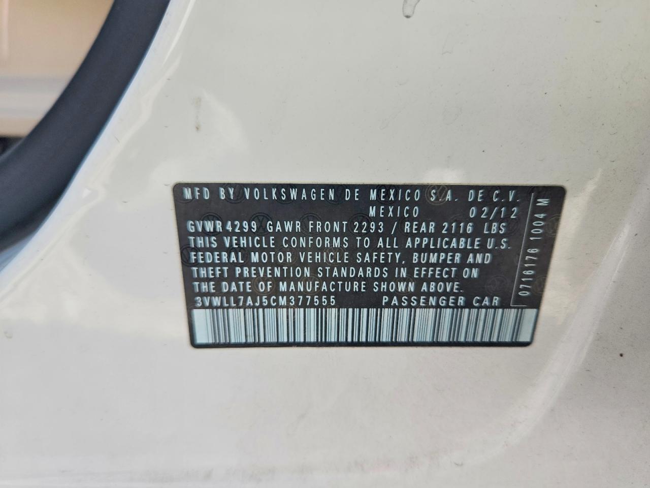 2012 Volkswagen Jetta Tdi White vin: 3VWLL7AJ5CM377555