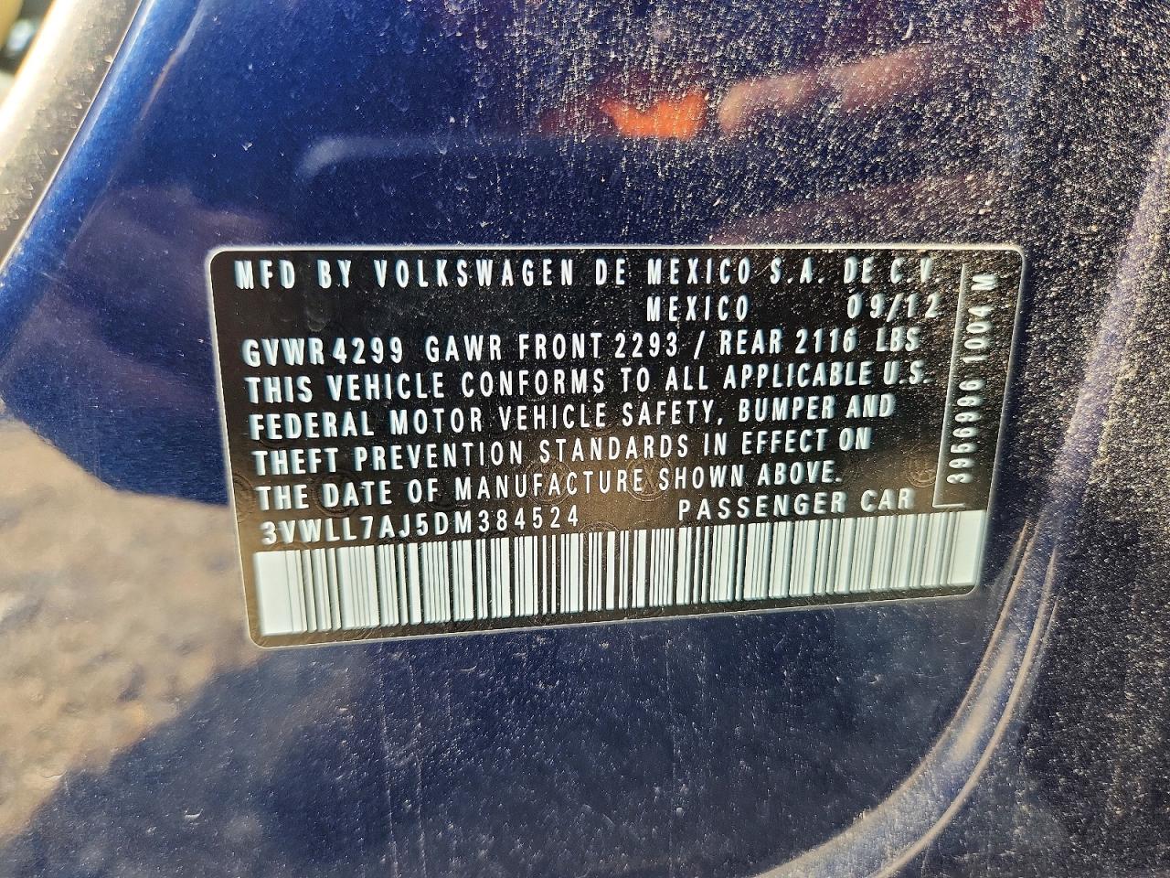 2013 Volkswagen Jetta Tdi Blue vin: 3VWLL7AJ5DM384524