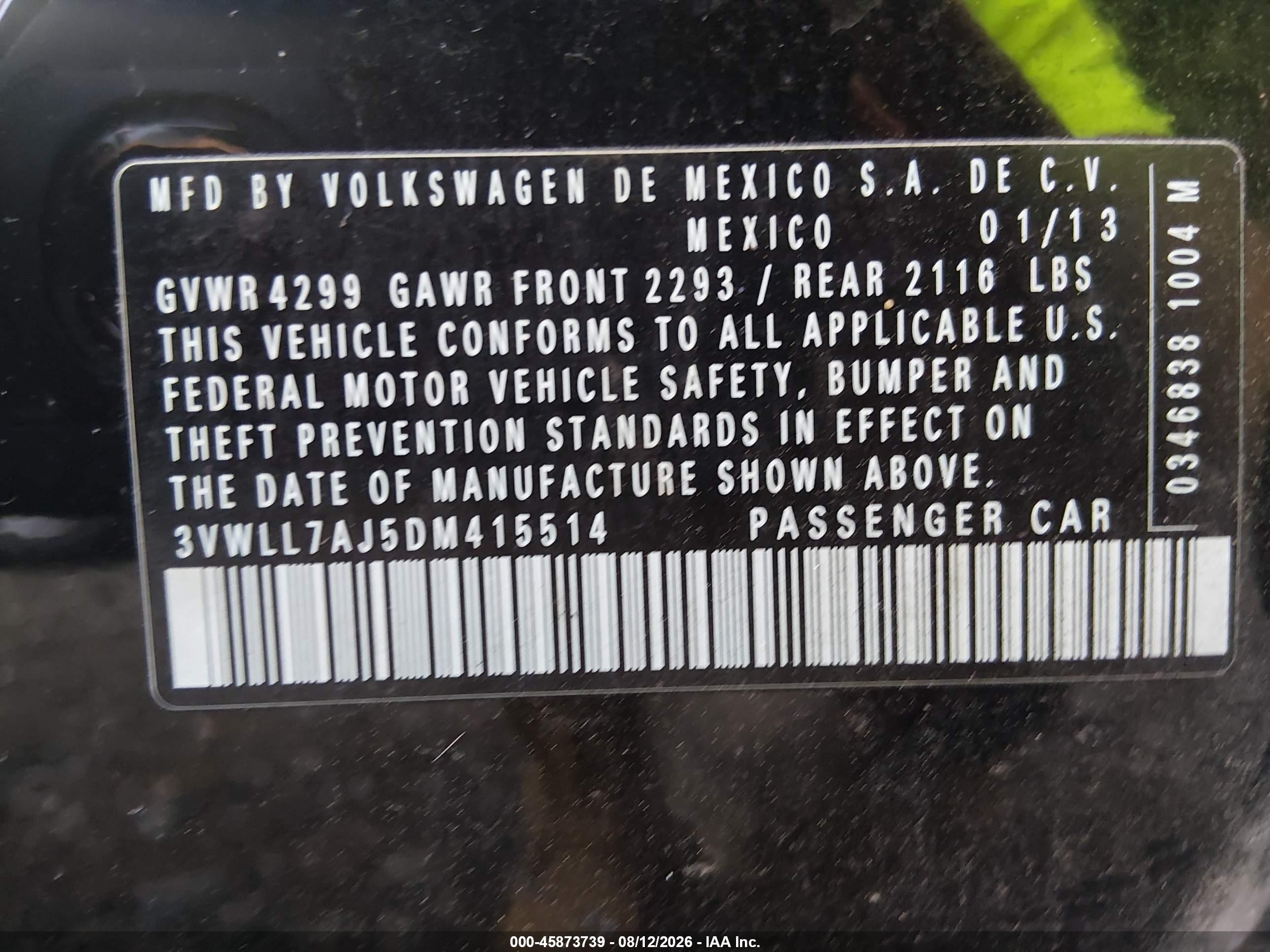 2013 Volkswagen Jetta 2.0l Tdi Black vin: 3VWLL7AJ5DM415514