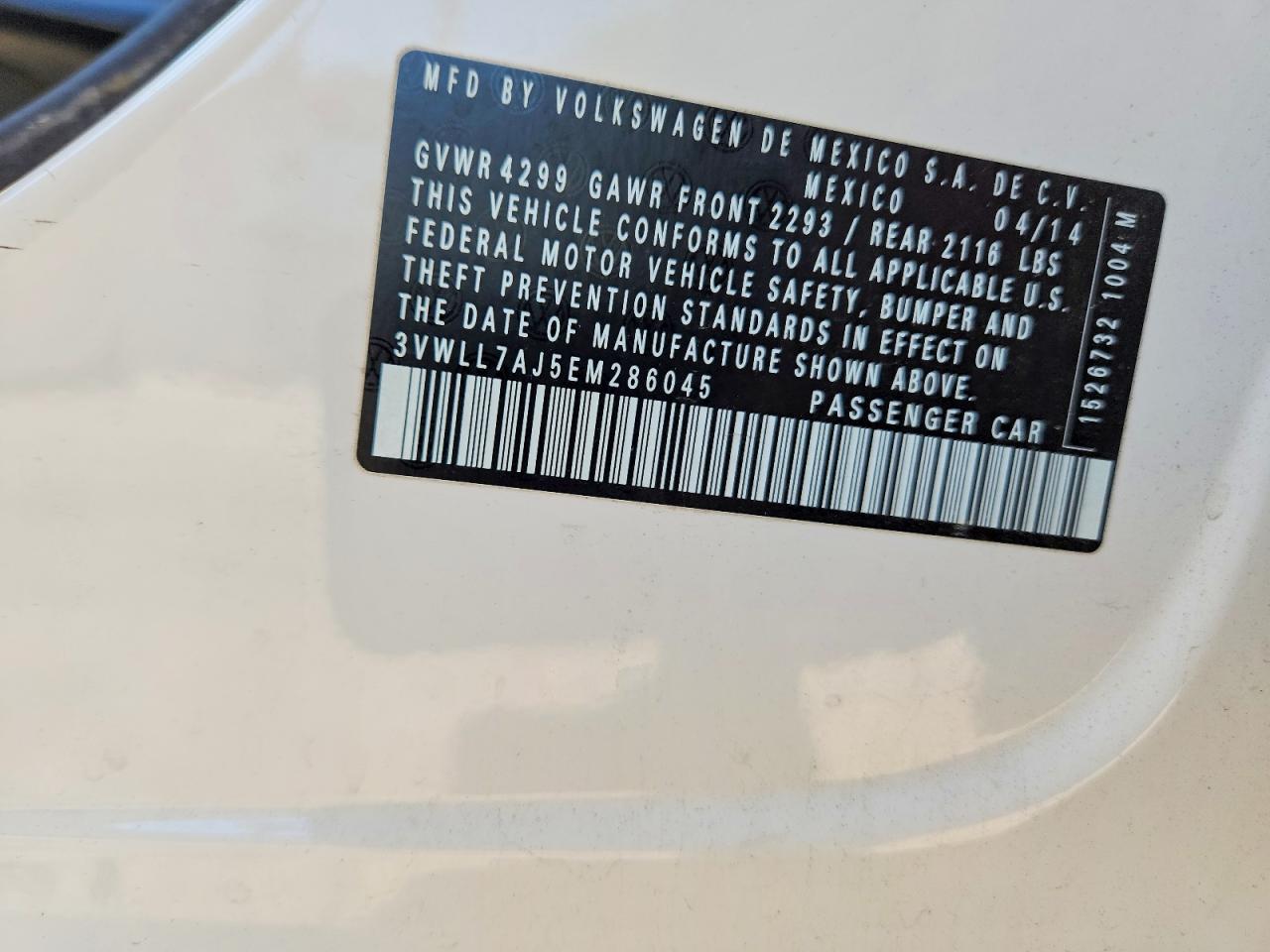 2014 Volkswagen Jetta Tdi White vin: 3VWLL7AJ5EM286045
