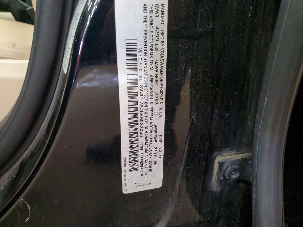 2011 Volkswagen Jetta Tdi Black vin: 3VWLL7AJ6BM022053