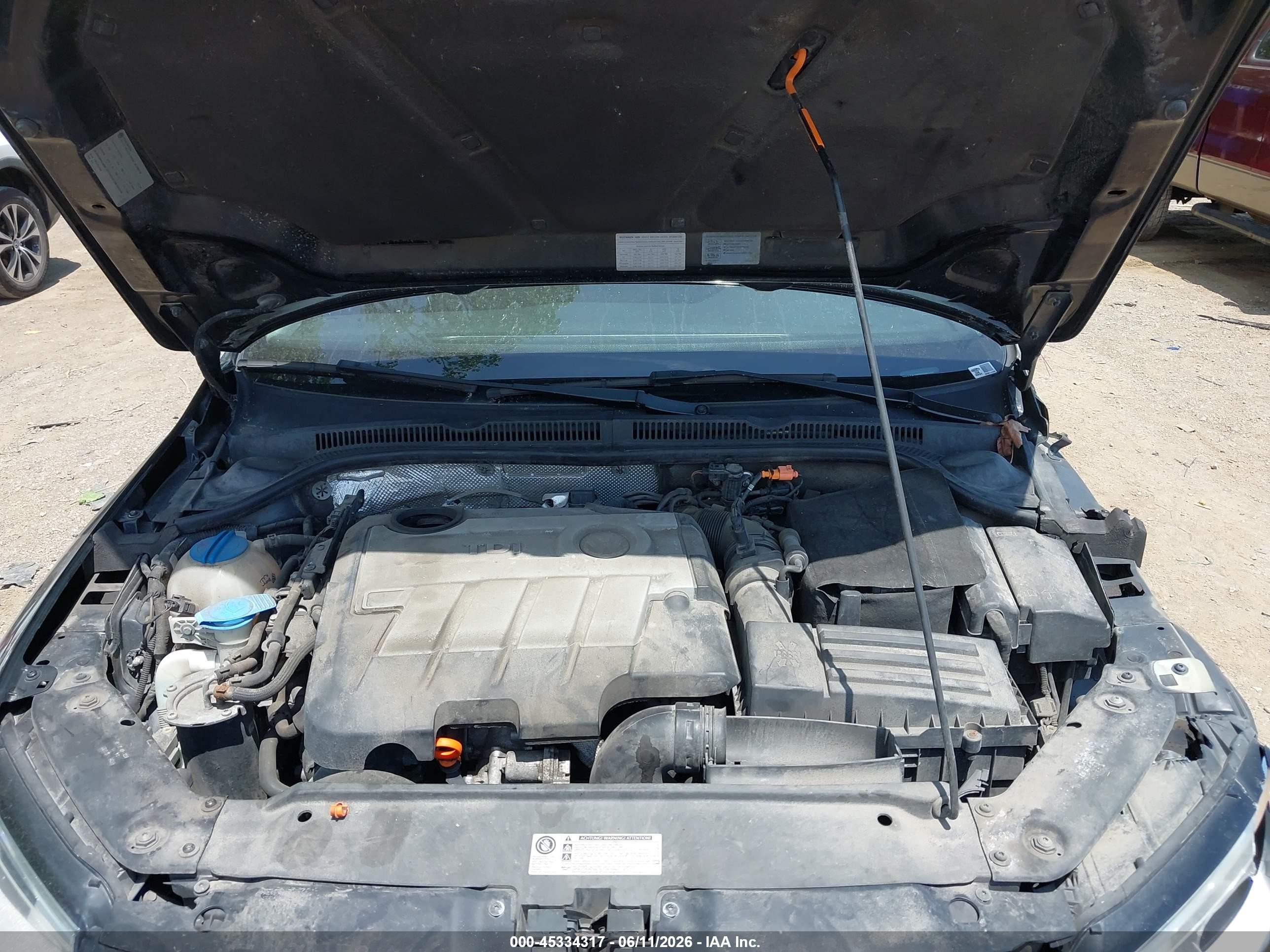 2012 Volkswagen Jetta 2.0l Tdi Black vin: 3VWLL7AJ6CM036276