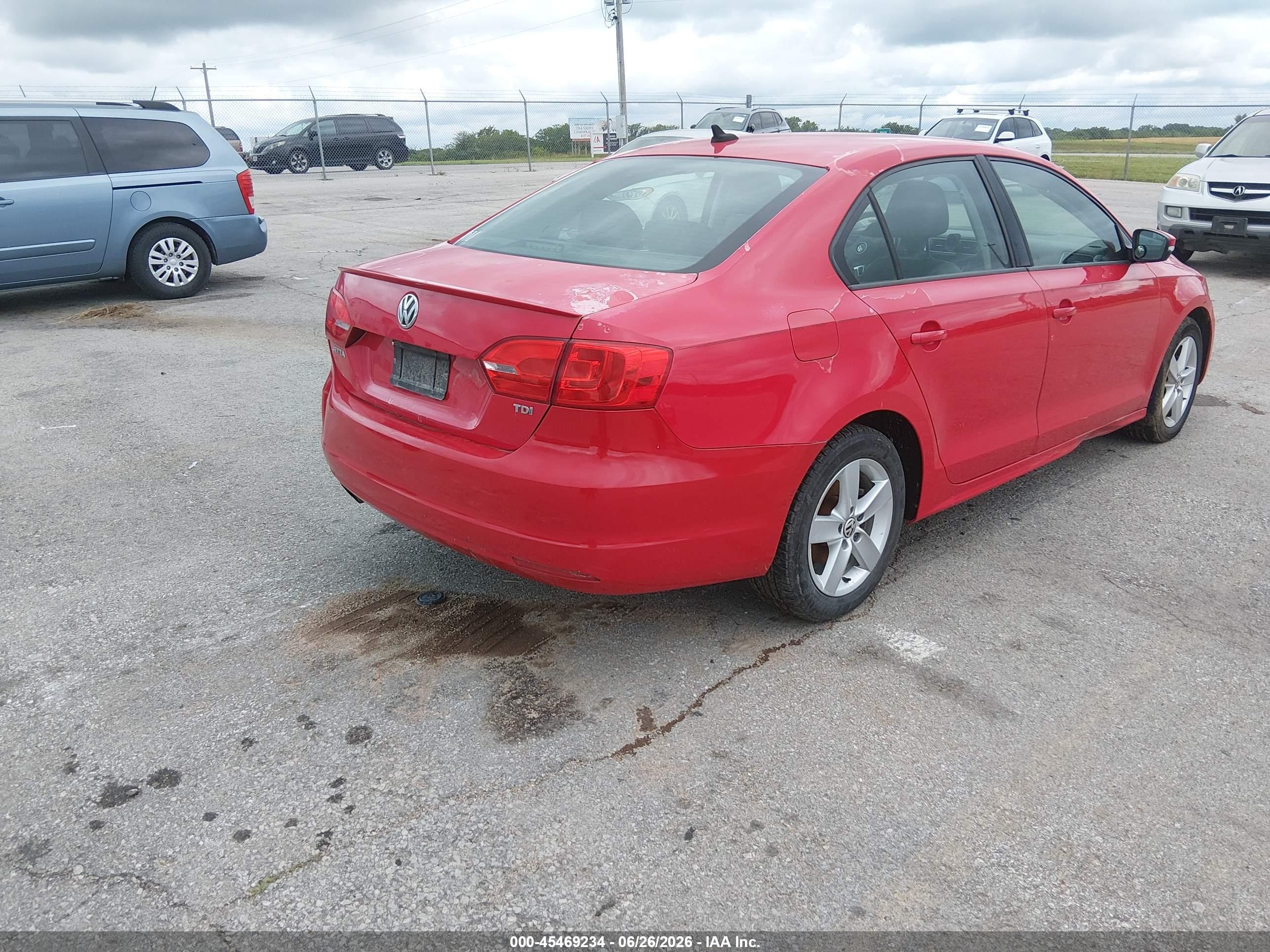 2012 Volkswagen Jetta 2.0l Tdi Red vin: 3VWLL7AJ6CM323925