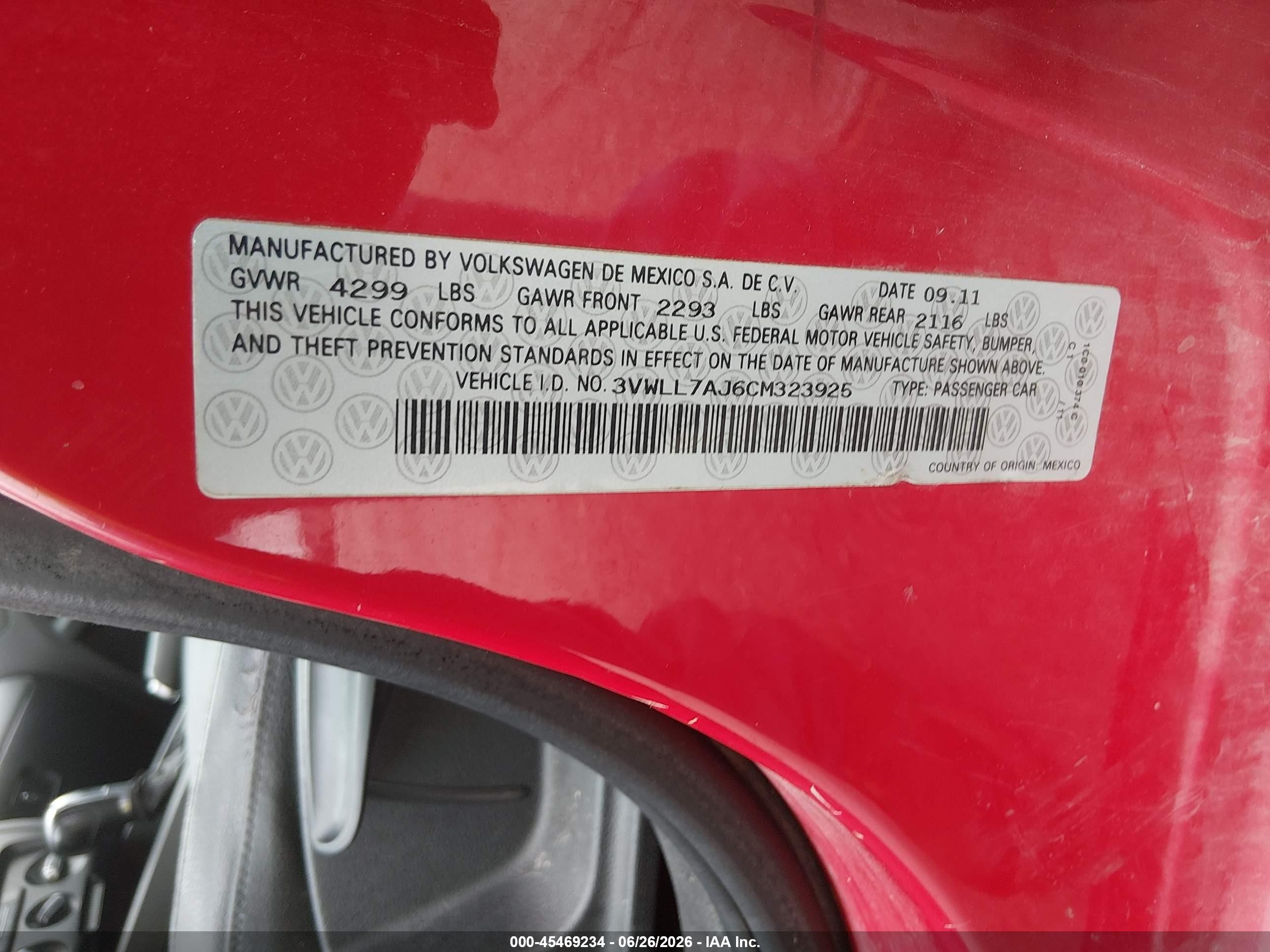 2012 Volkswagen Jetta 2.0l Tdi Red vin: 3VWLL7AJ6CM323925