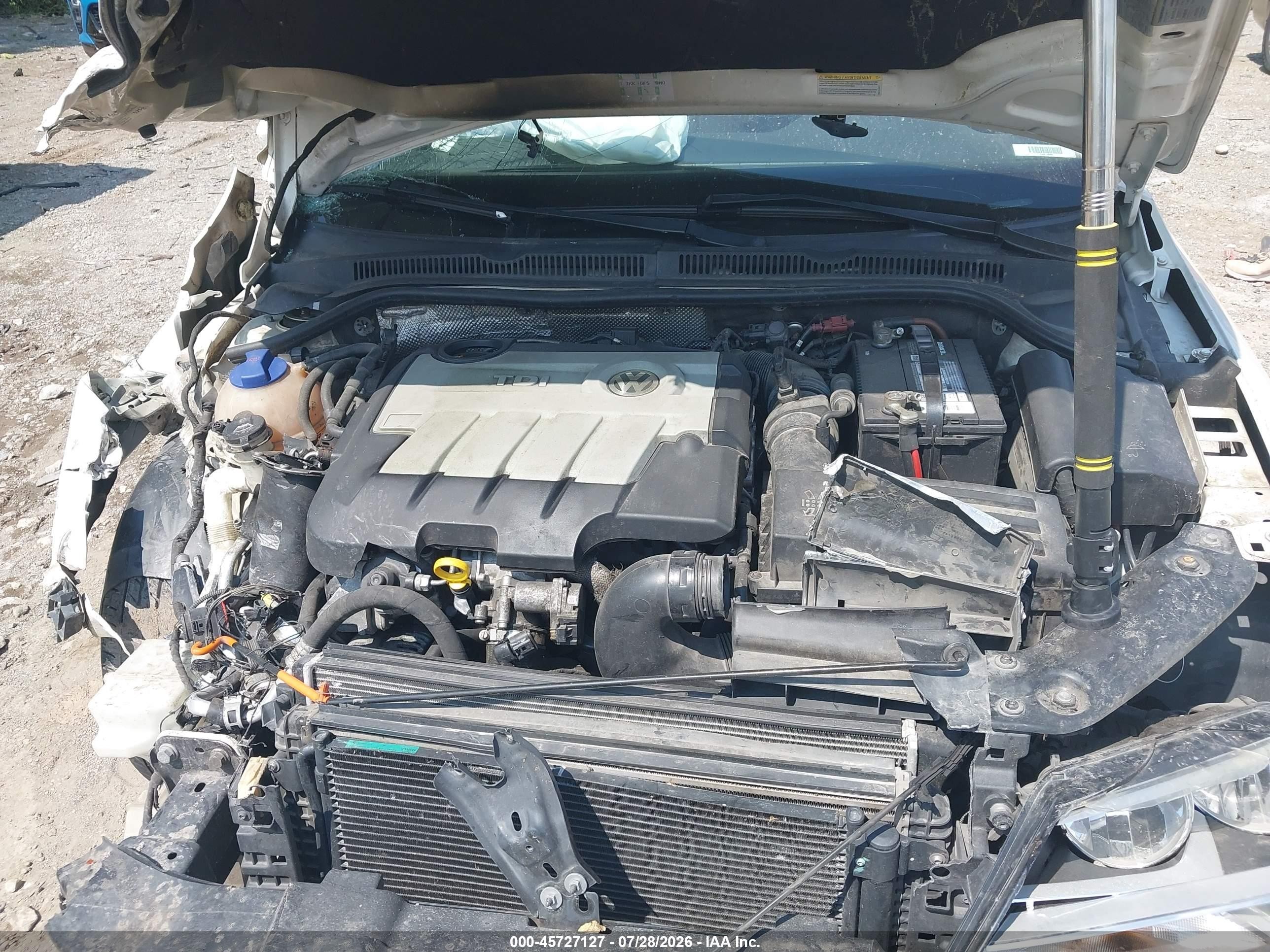 2012 Volkswagen Jetta 2.0l Tdi White vin: 3VWLL7AJ6CM363633
