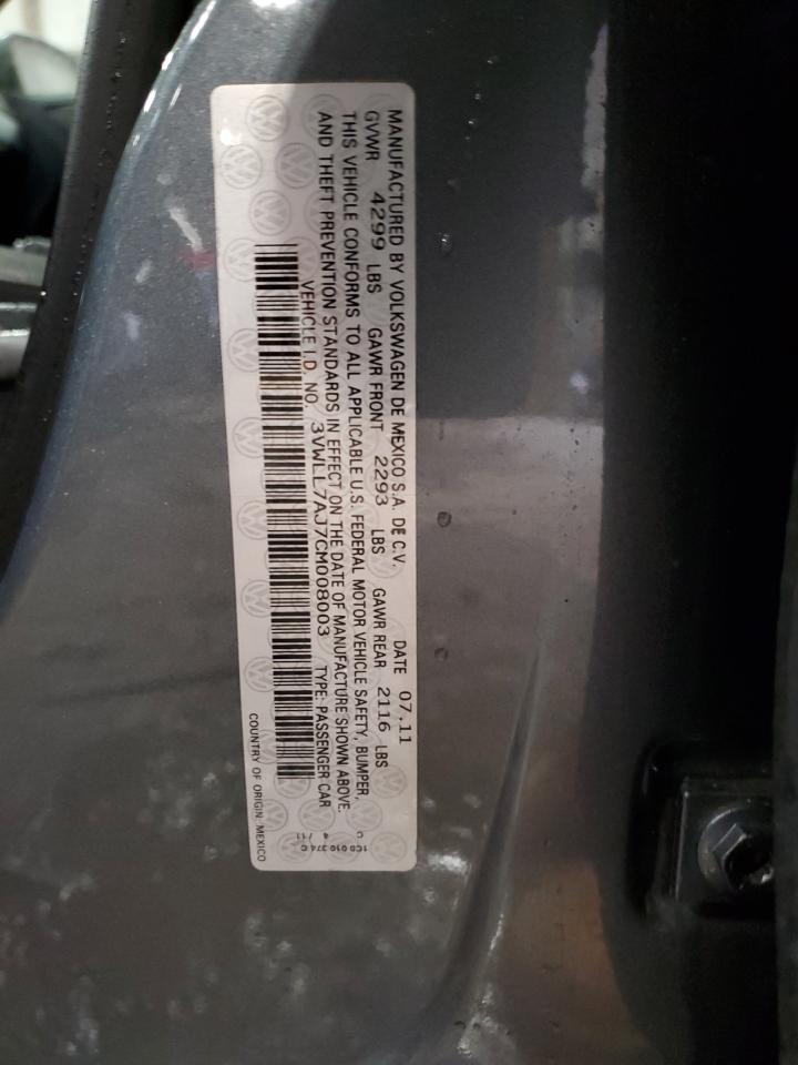 2012 Volkswagen Jetta Tdi Gray vin: 3VWLL7AJ7CM008003