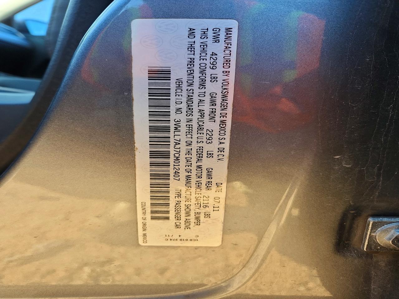 2012 Volkswagen Jetta Tdi Gray vin: 3VWLL7AJ7CM012407