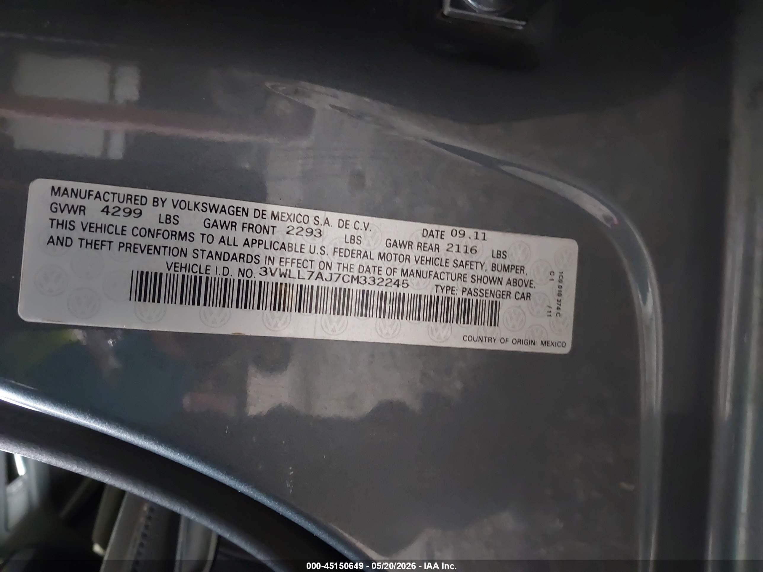 2012 Volkswagen Jetta 2.0l Tdi Gray vin: 3VWLL7AJ7CM332245