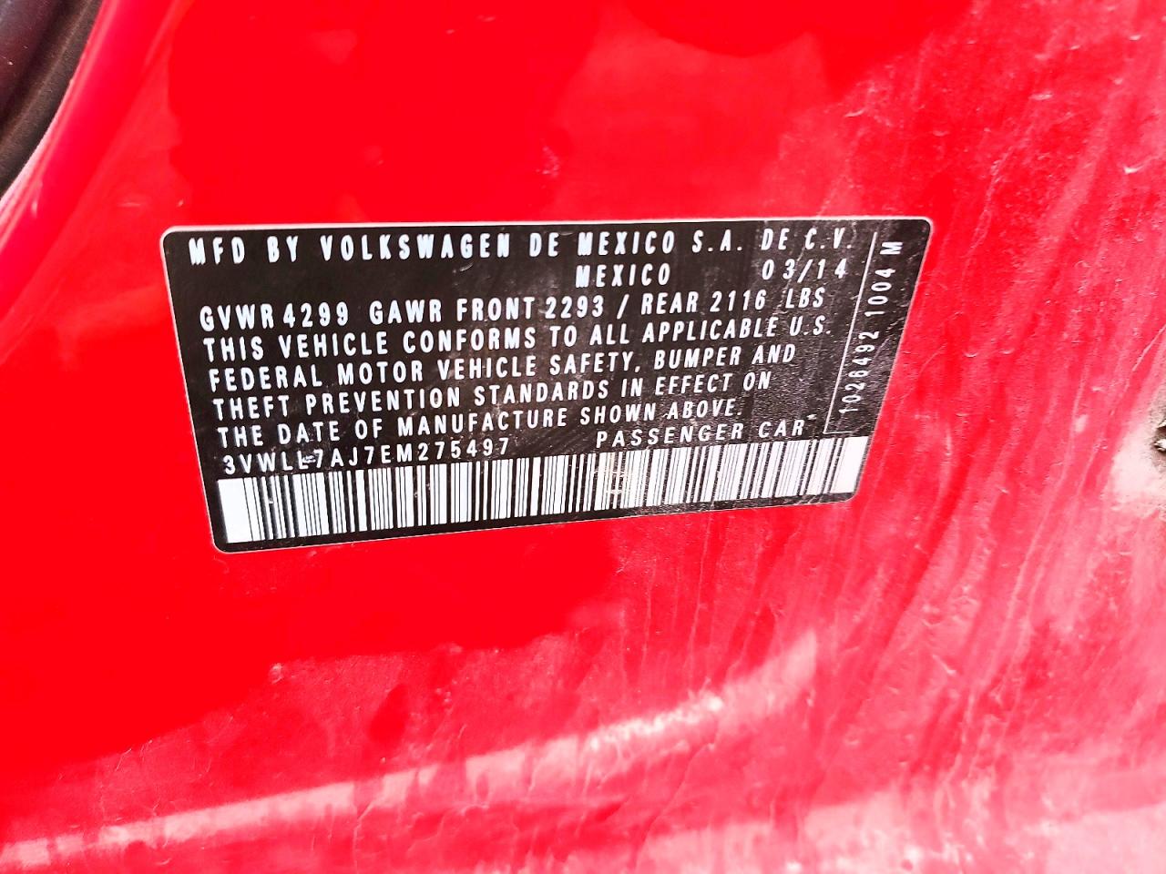 2014 Volkswagen Jetta Tdi Red vin: 3VWLL7AJ7EM275497