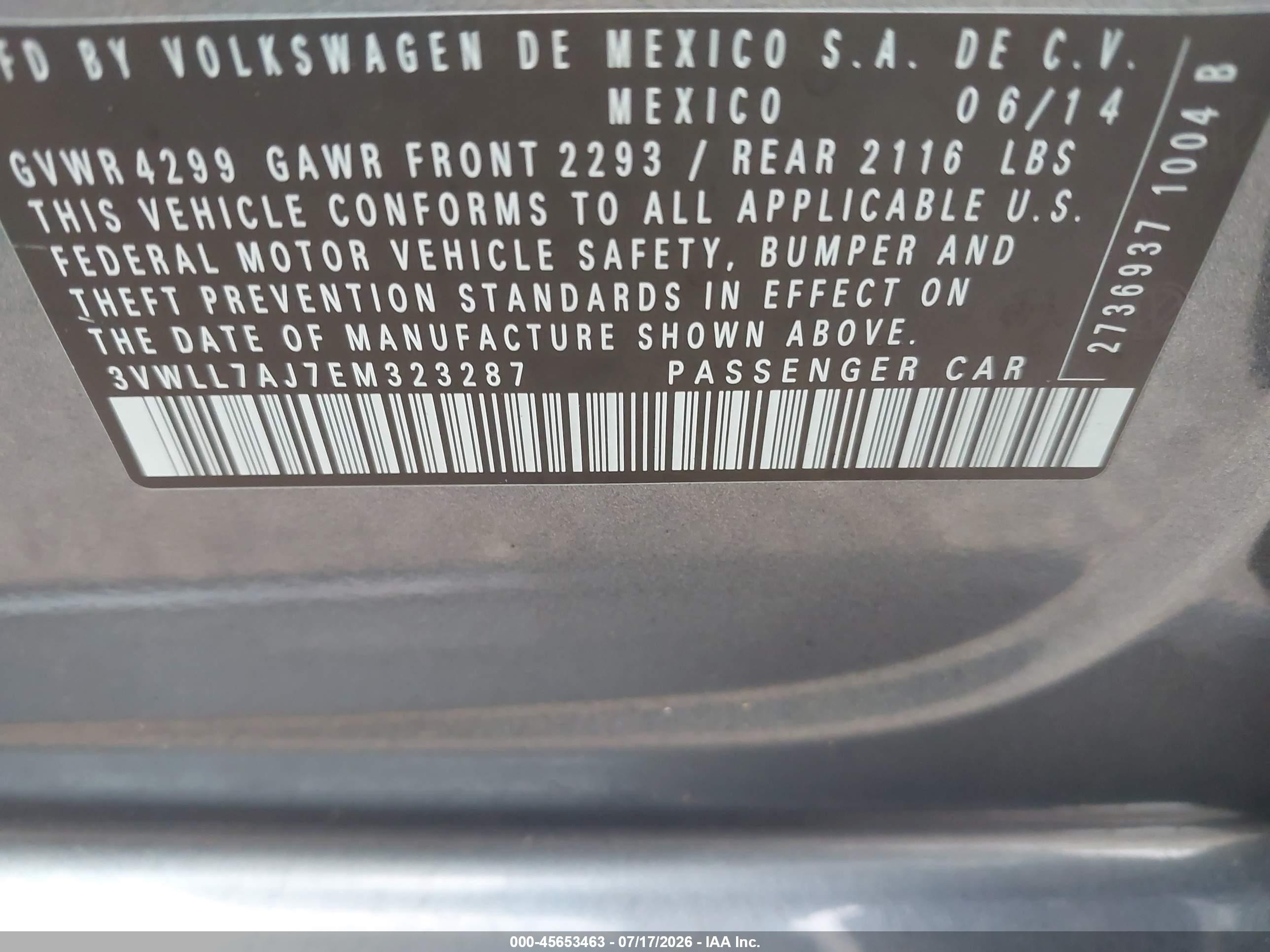 2014 Volkswagen Jetta 2.0l Tdi Gray vin: 3VWLL7AJ7EM323287