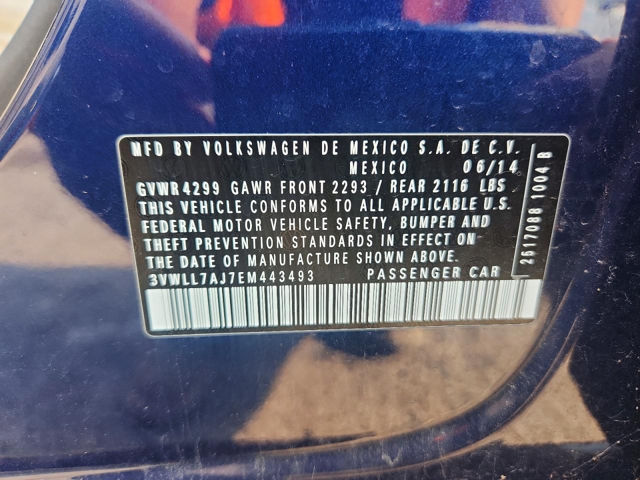 2014 Volkswagen Jetta Tdi Blue vin: 3VWLL7AJ7EM443493