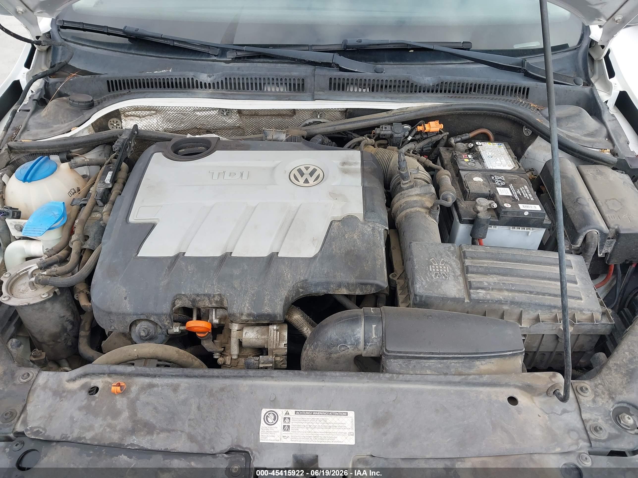 2011 Volkswagen Jetta 2.0l Tdi White vin: 3VWLL7AJ8BM127306