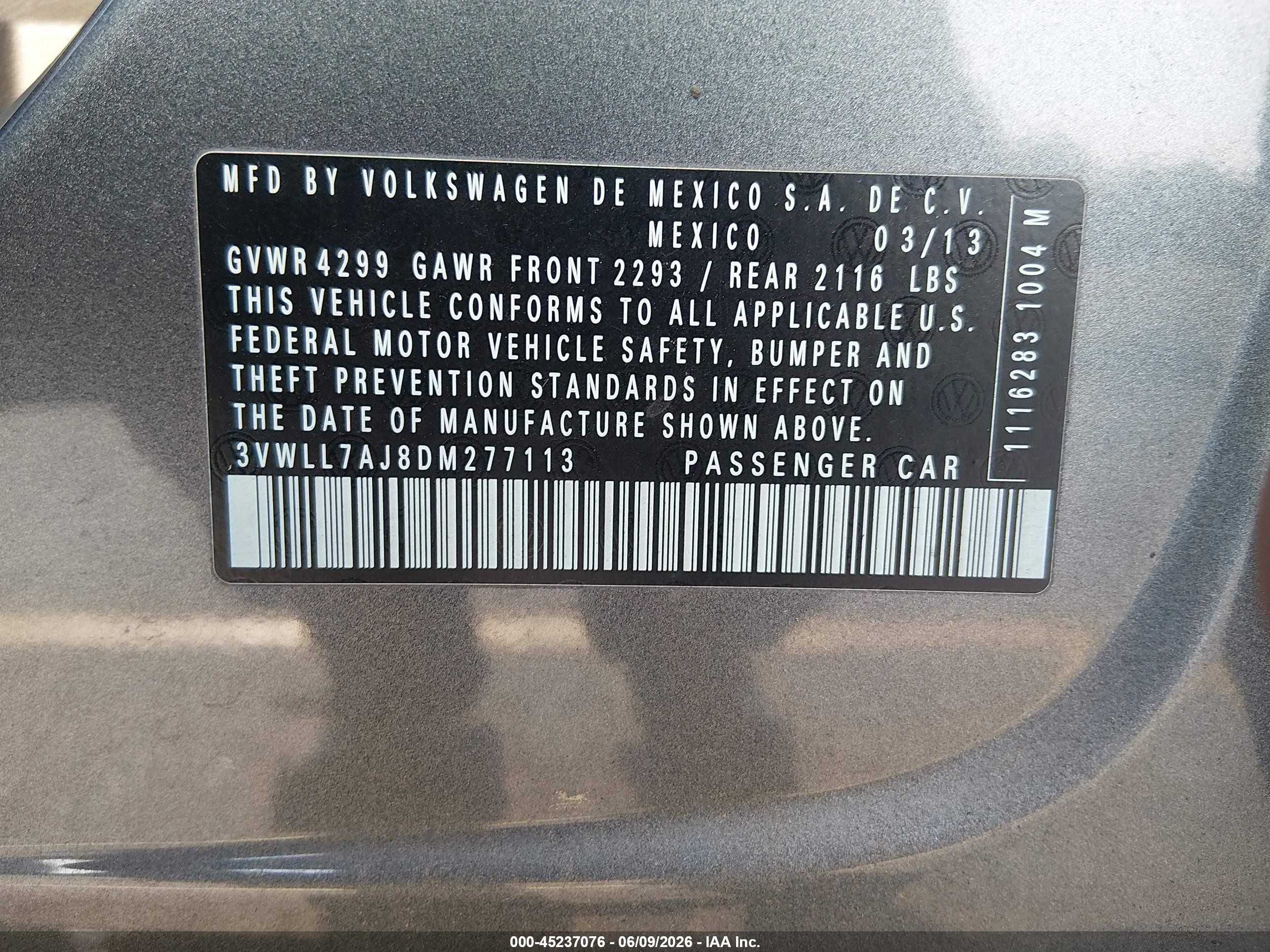 2013 Volkswagen Jetta 2.0l Tdi Серый vin: 3VWLL7AJ8DM277113