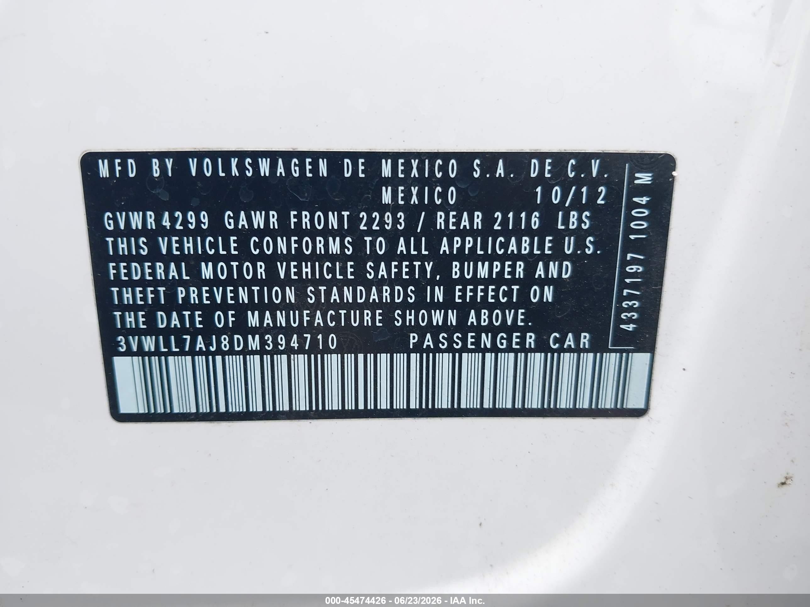2013 Volkswagen Jetta 2.0l Tdi White vin: 3VWLL7AJ8DM394710