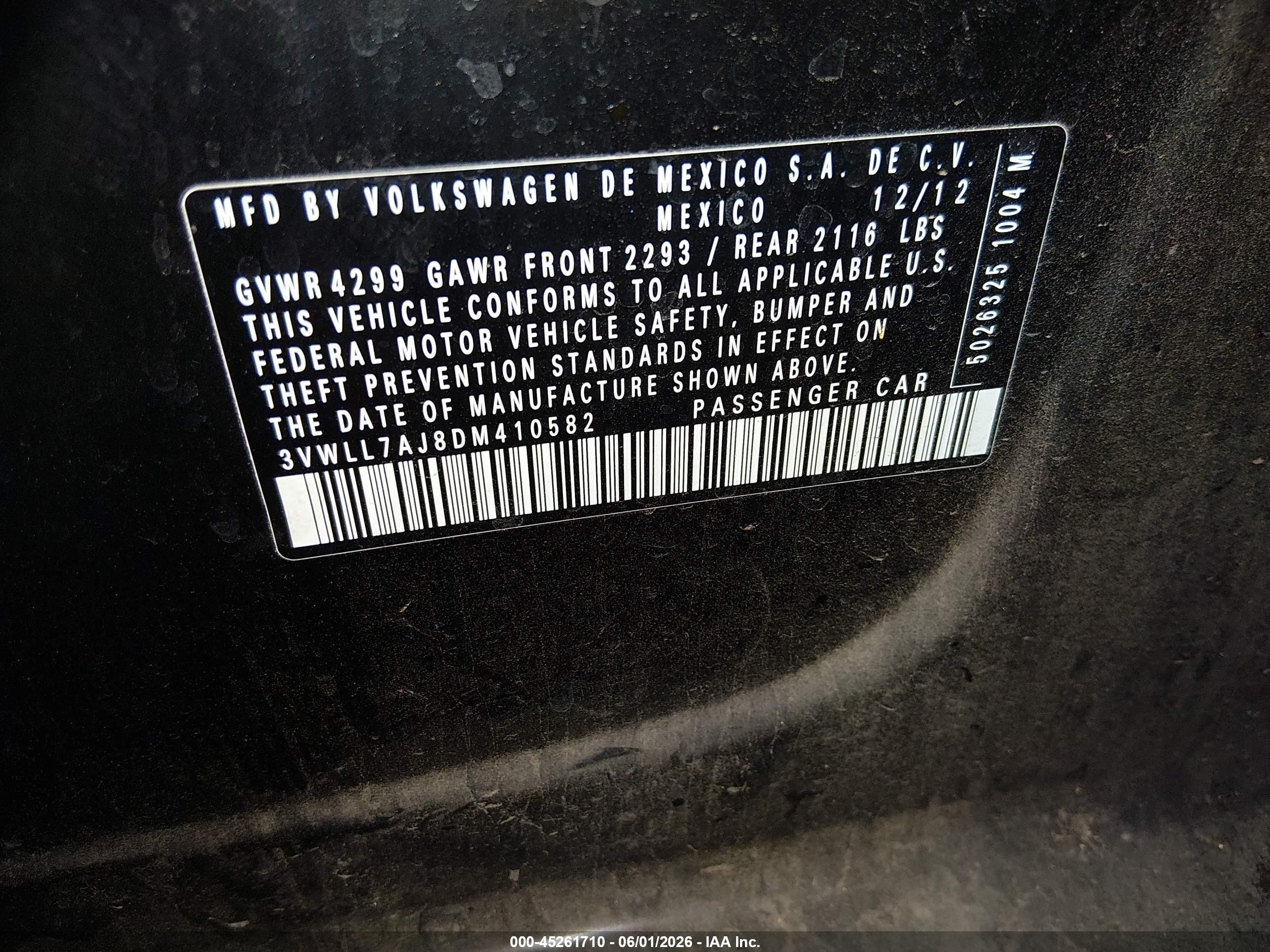 2013 Volkswagen Jetta 2.0l Tdi Black vin: 3VWLL7AJ8DM410582