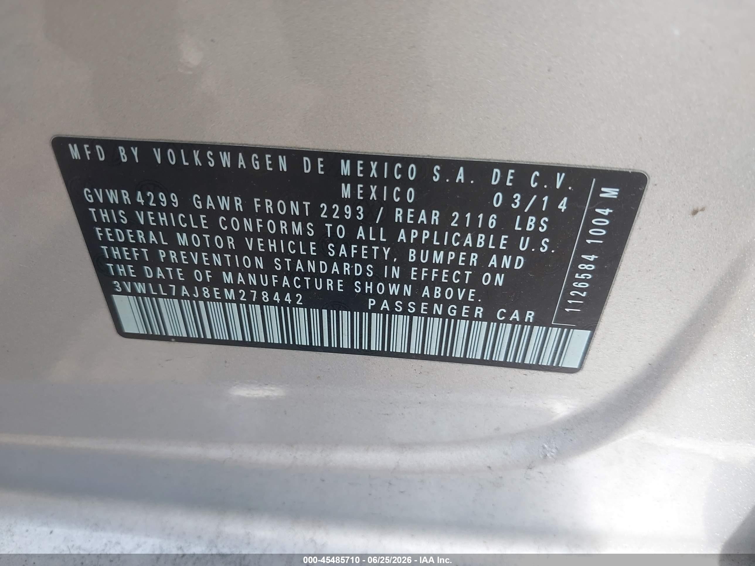 2014 Volkswagen Jetta 2.0l Tdi Value Edition Silver vin: 3VWLL7AJ8EM278442