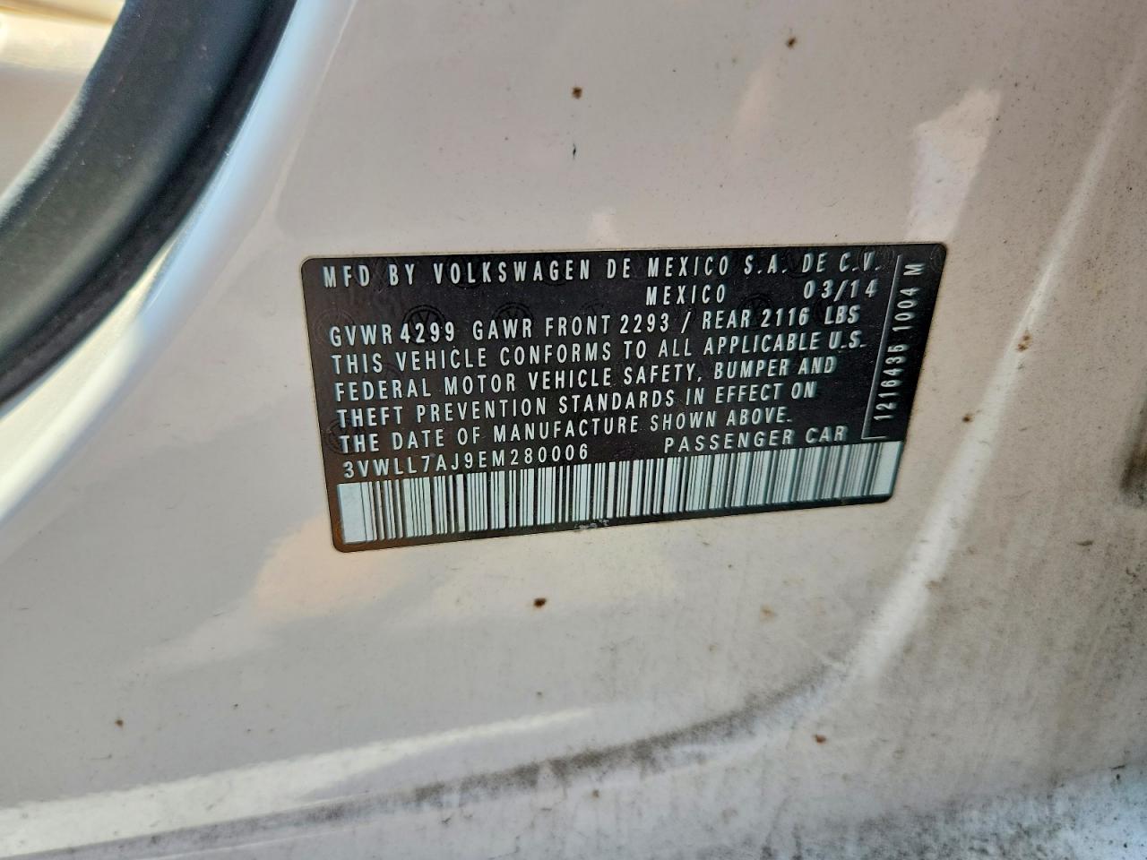 2014 Volkswagen Jetta Tdi White vin: 3VWLL7AJ9EM280006