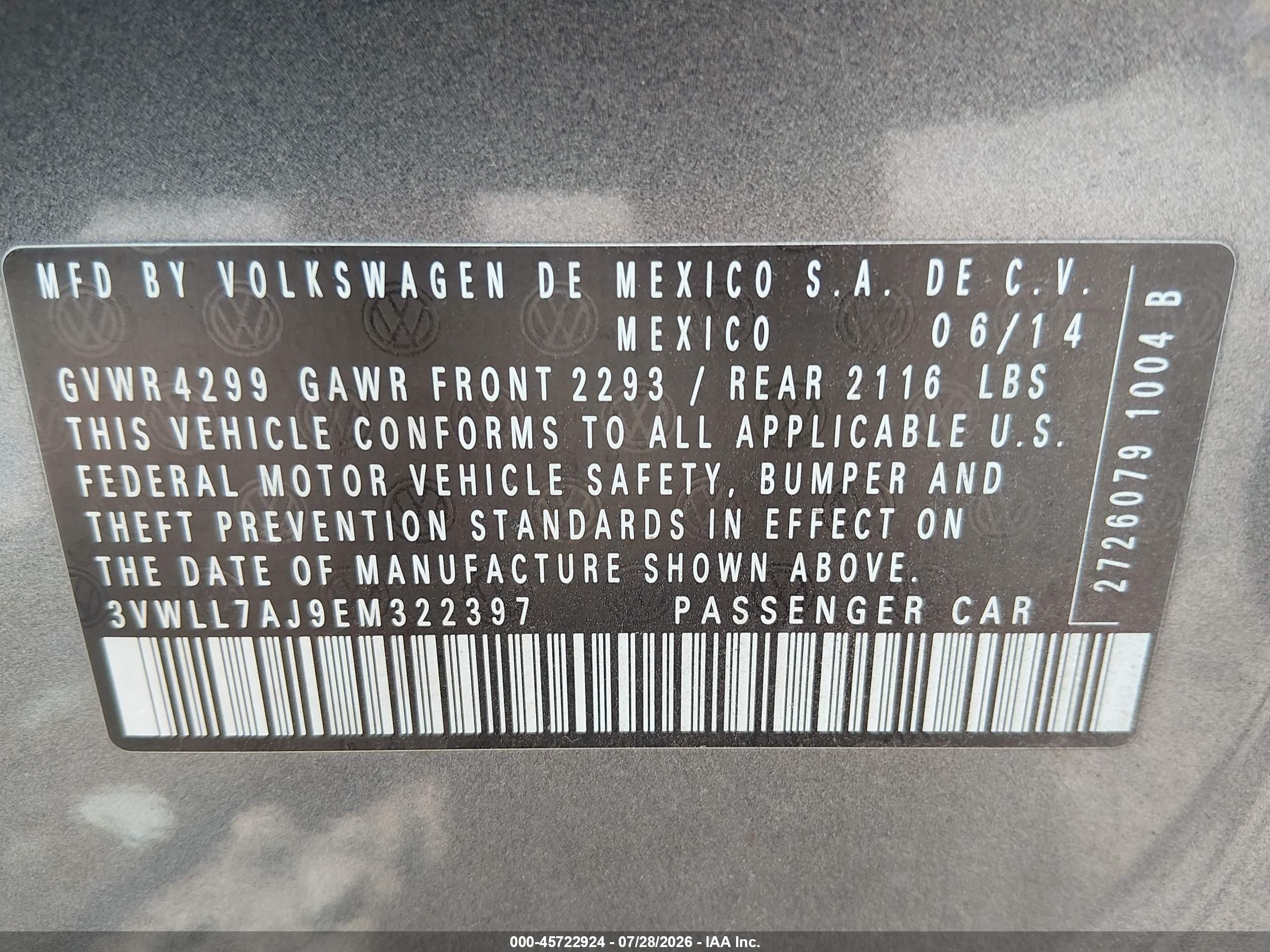 2014 Volkswagen Jetta 2.0l Tdi Value Edition Gray vin: 3VWLL7AJ9EM322397