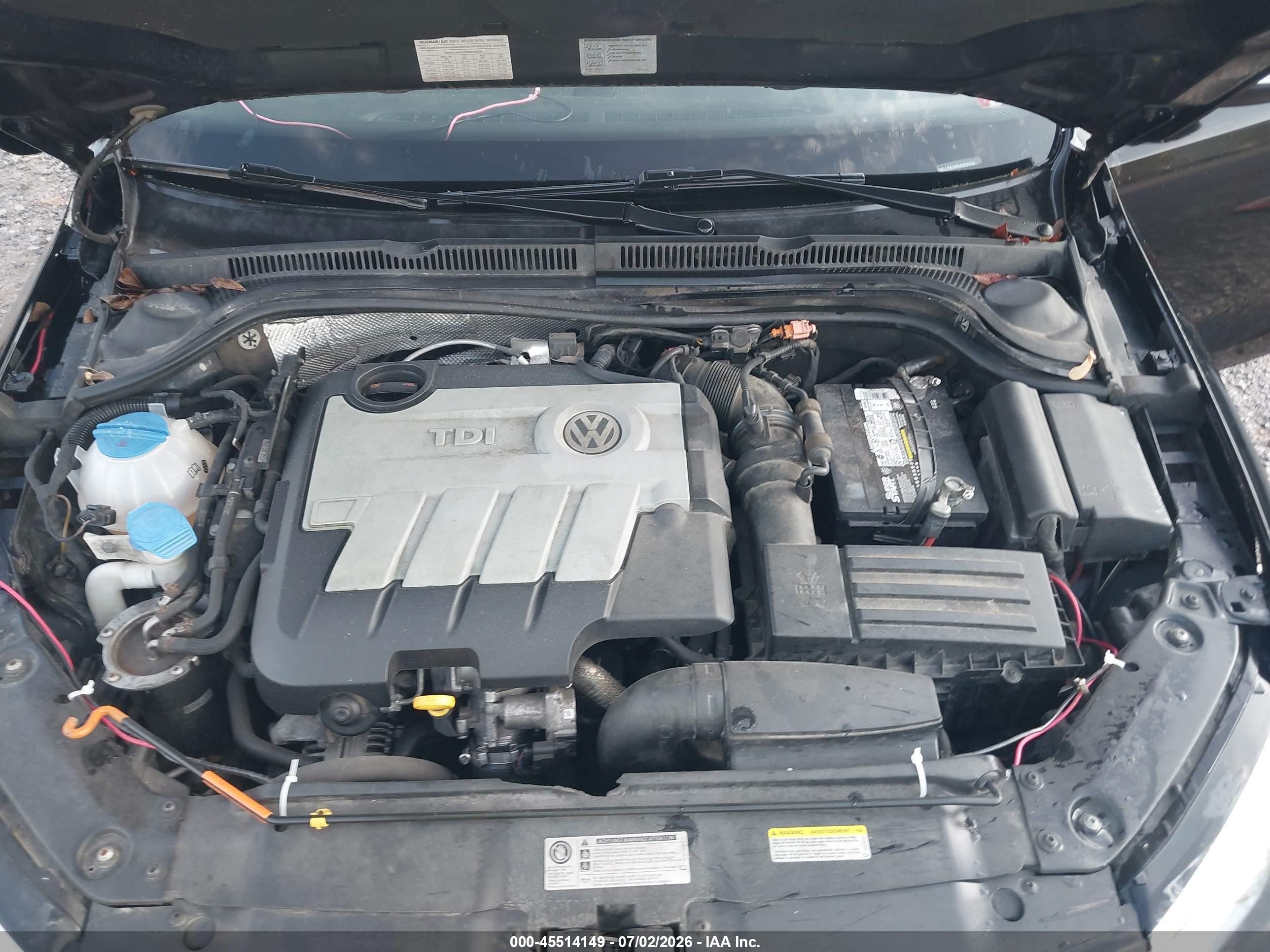 2014 Volkswagen Jetta 2.0l Tdi Черный vin: 3VWLL7AJ9EM353438