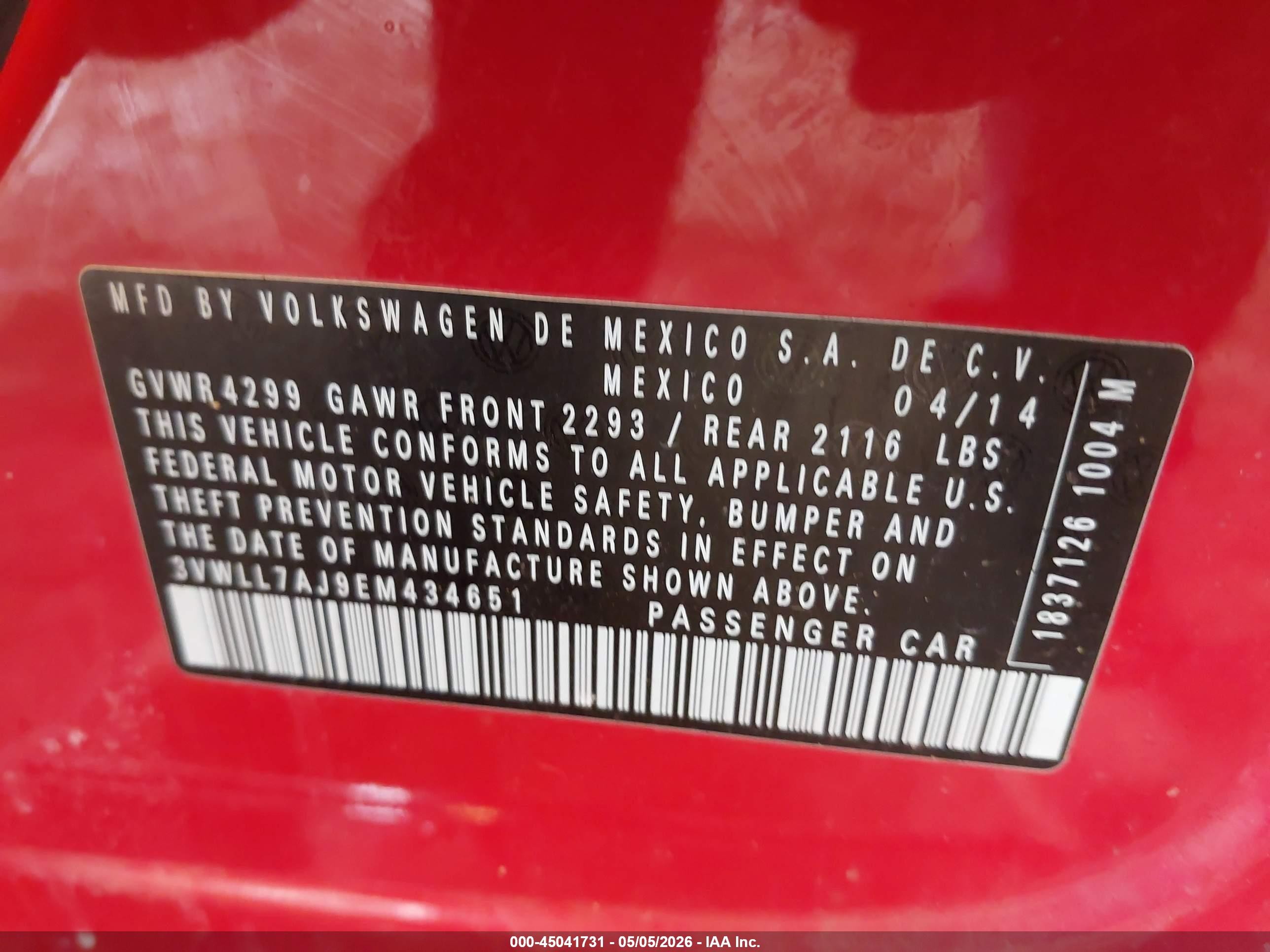 2014 Volkswagen Jetta 2.0l Tdi Красный vin: 3VWLL7AJ9EM434651