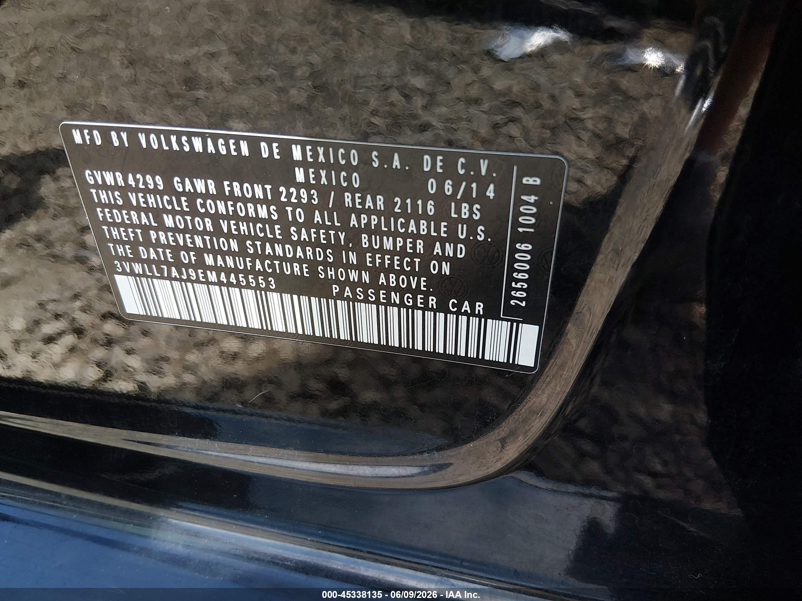 2014 Volkswagen Jetta 2.0l Tdi Value Edition Черный vin: 3VWLL7AJ9EM445553