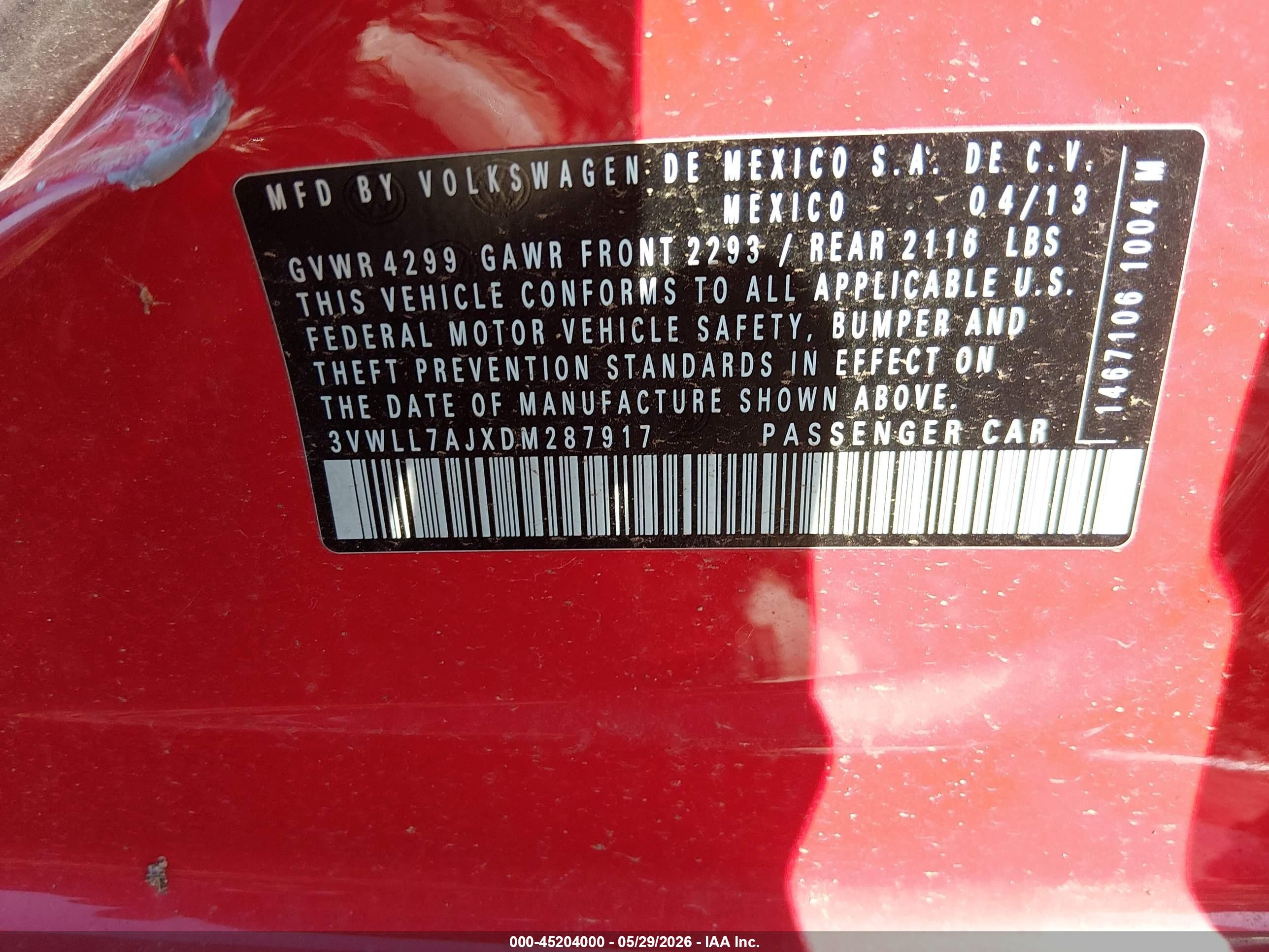 2013 Volkswagen Jetta 2.0l Tdi Red vin: 3VWLL7AJXDM287917