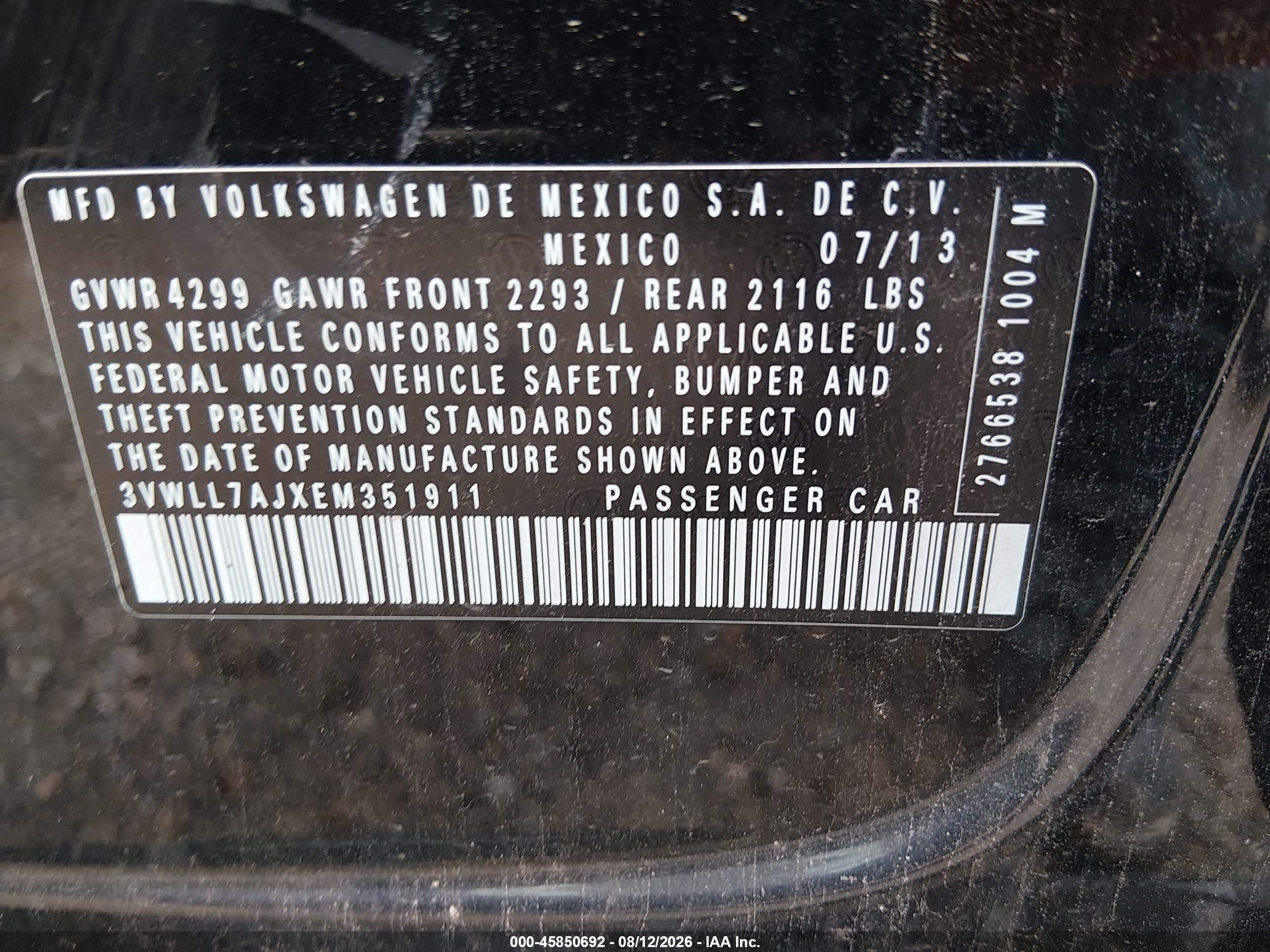 2014 Volkswagen Jetta 2.0l Tdi Черный vin: 3VWLL7AJXEM351911