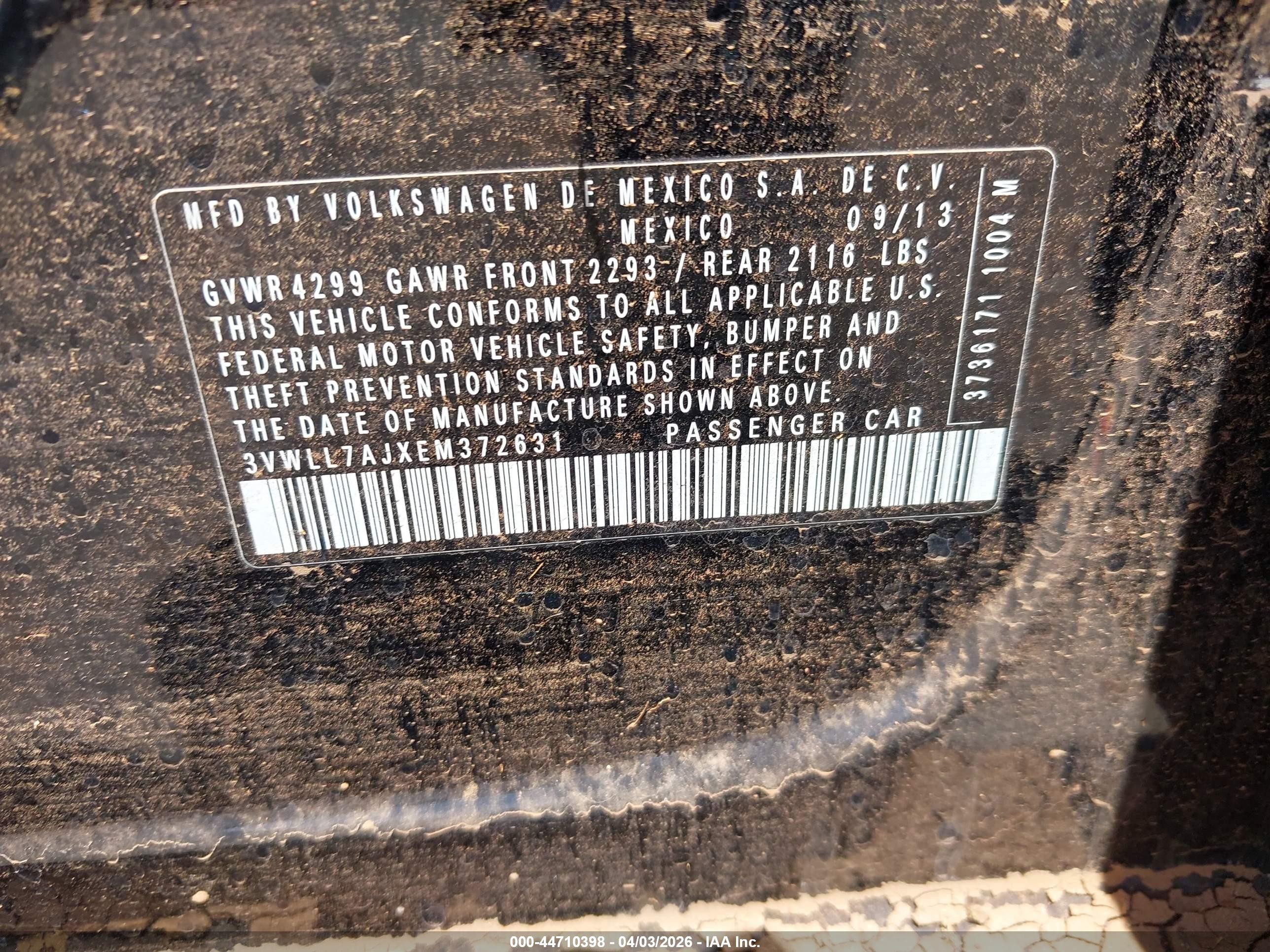 2014 Volkswagen Jetta 2.0l Tdi Black vin: 3VWLL7AJXEM372631
