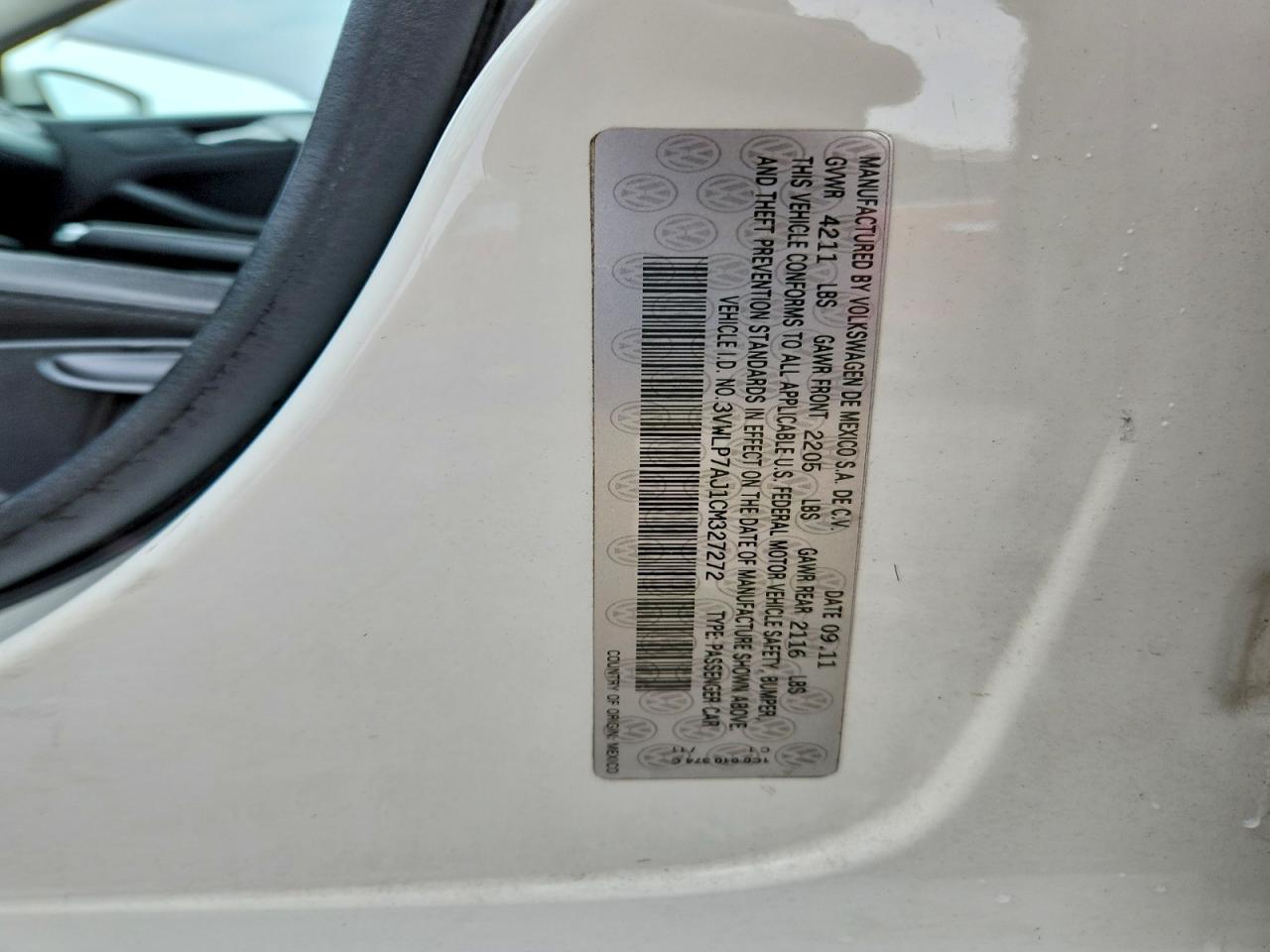 2012 Volkswagen Jetta Sel Белый vin: 3VWLP7AJ1CM327272