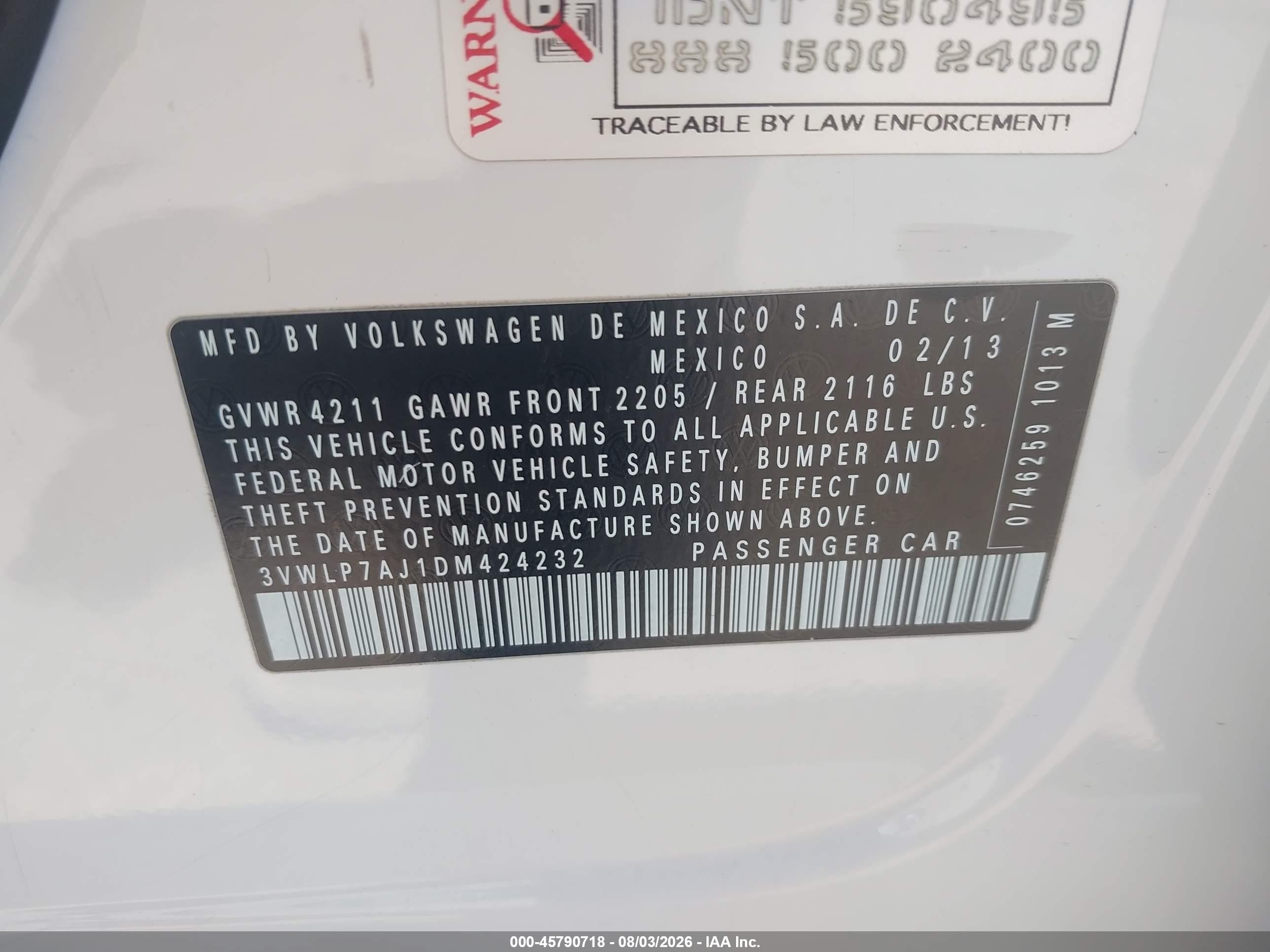 2013 Volkswagen Jetta 2.5l Sel White vin: 3VWLP7AJ1DM424232