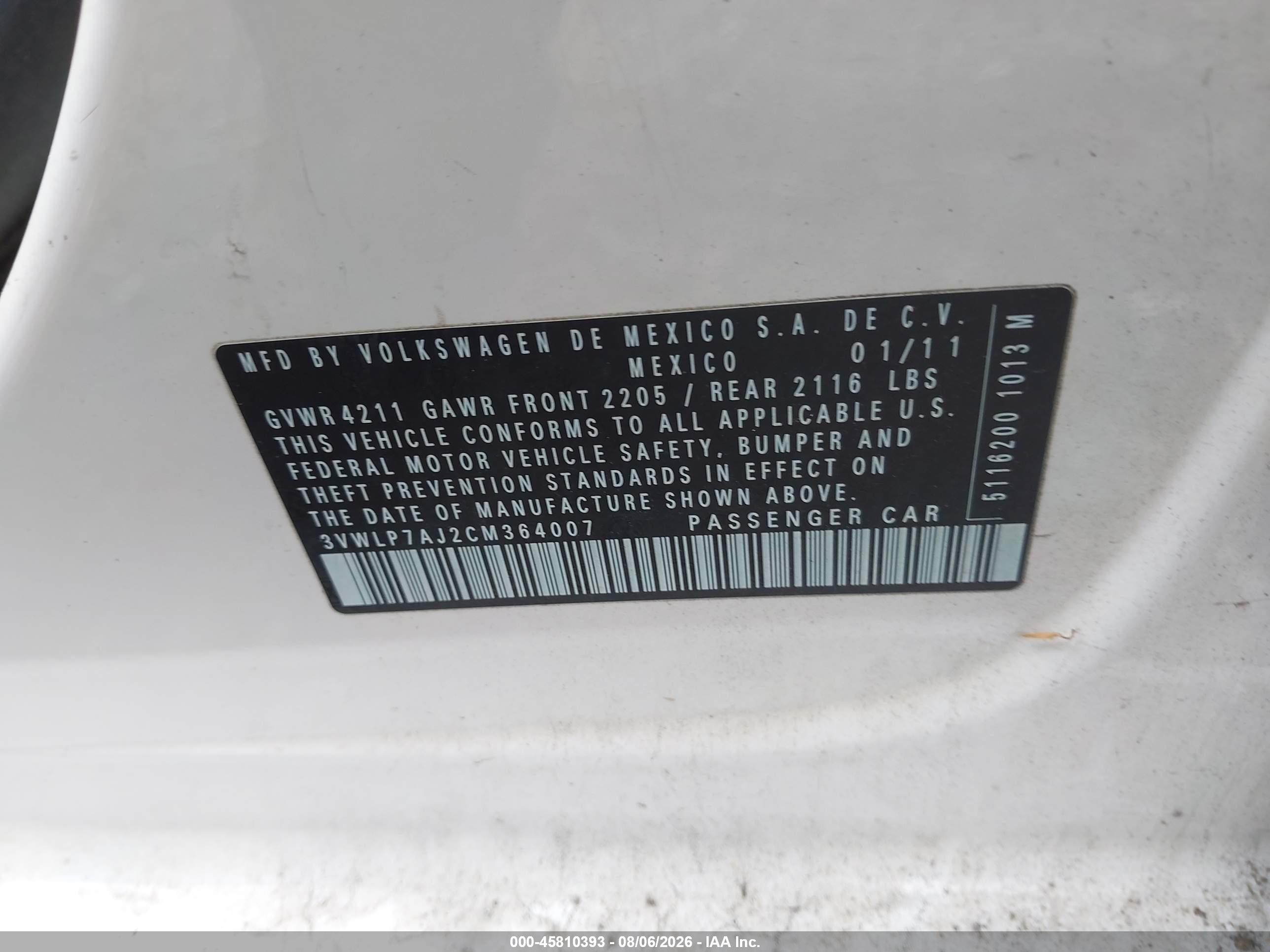 2012 Volkswagen Jetta 2.5l Sel White vin: 3VWLP7AJ2CM364007