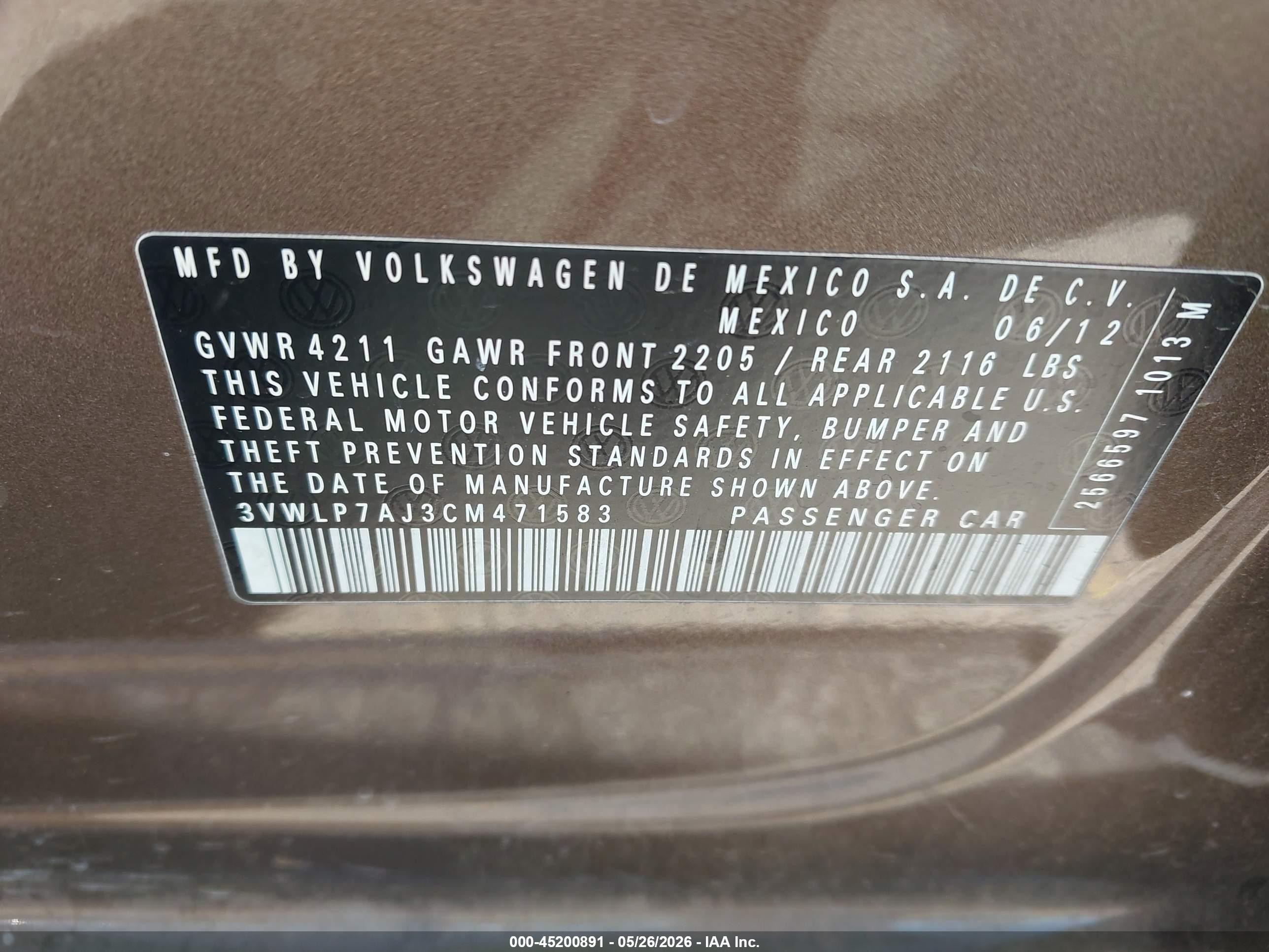 2012 Volkswagen Jetta 2.5l Sel Premium Brown vin: 3VWLP7AJ3CM471583
