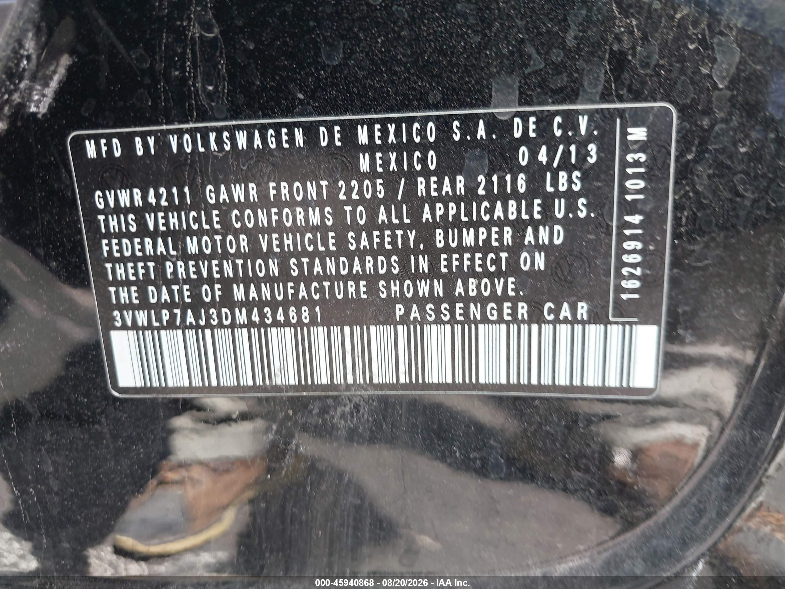 2013 Volkswagen Jetta 2.5l Sel Black vin: 3VWLP7AJ3DM434681