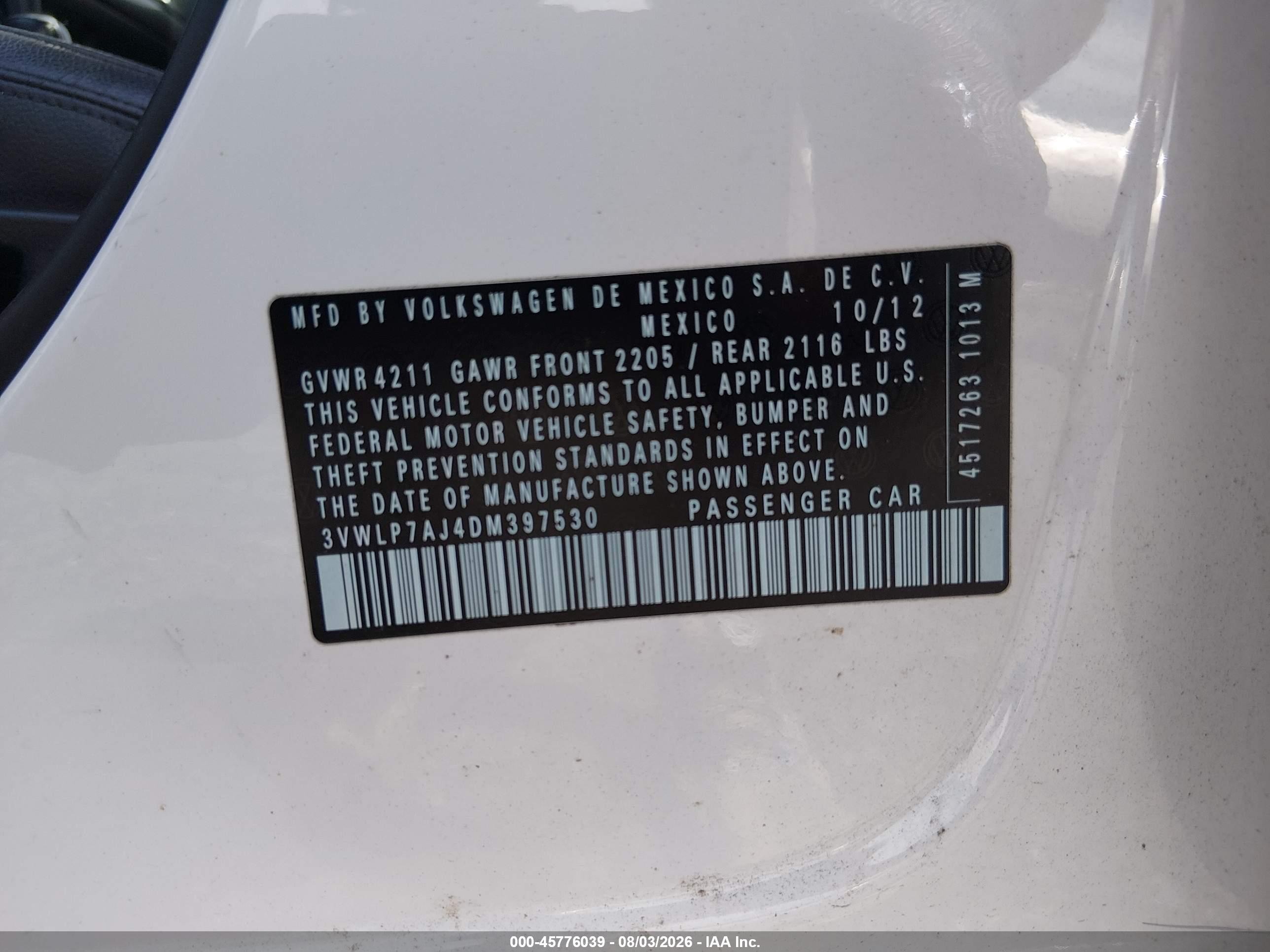 2013 Volkswagen Jetta 2.5l Sel White vin: 3VWLP7AJ4DM397530