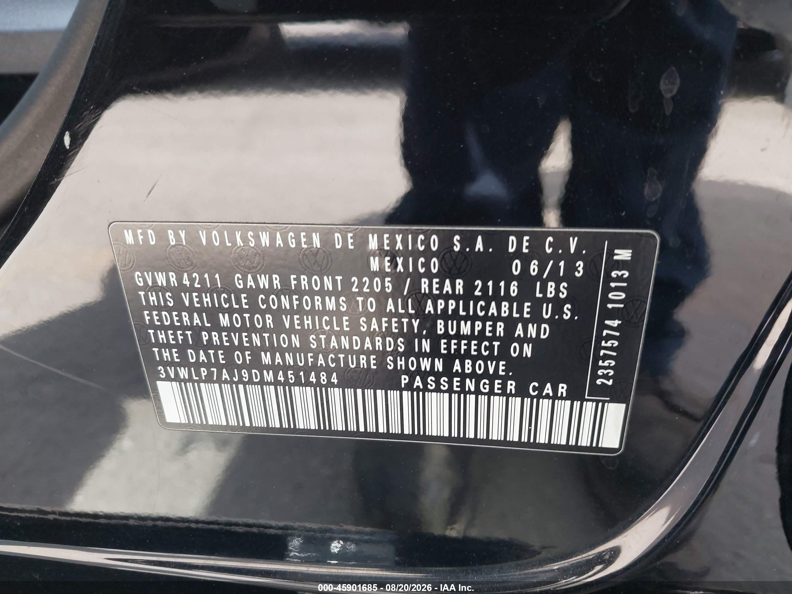 2013 Volkswagen Jetta 2.5l Sel Black vin: 3VWLP7AJ9DM451484