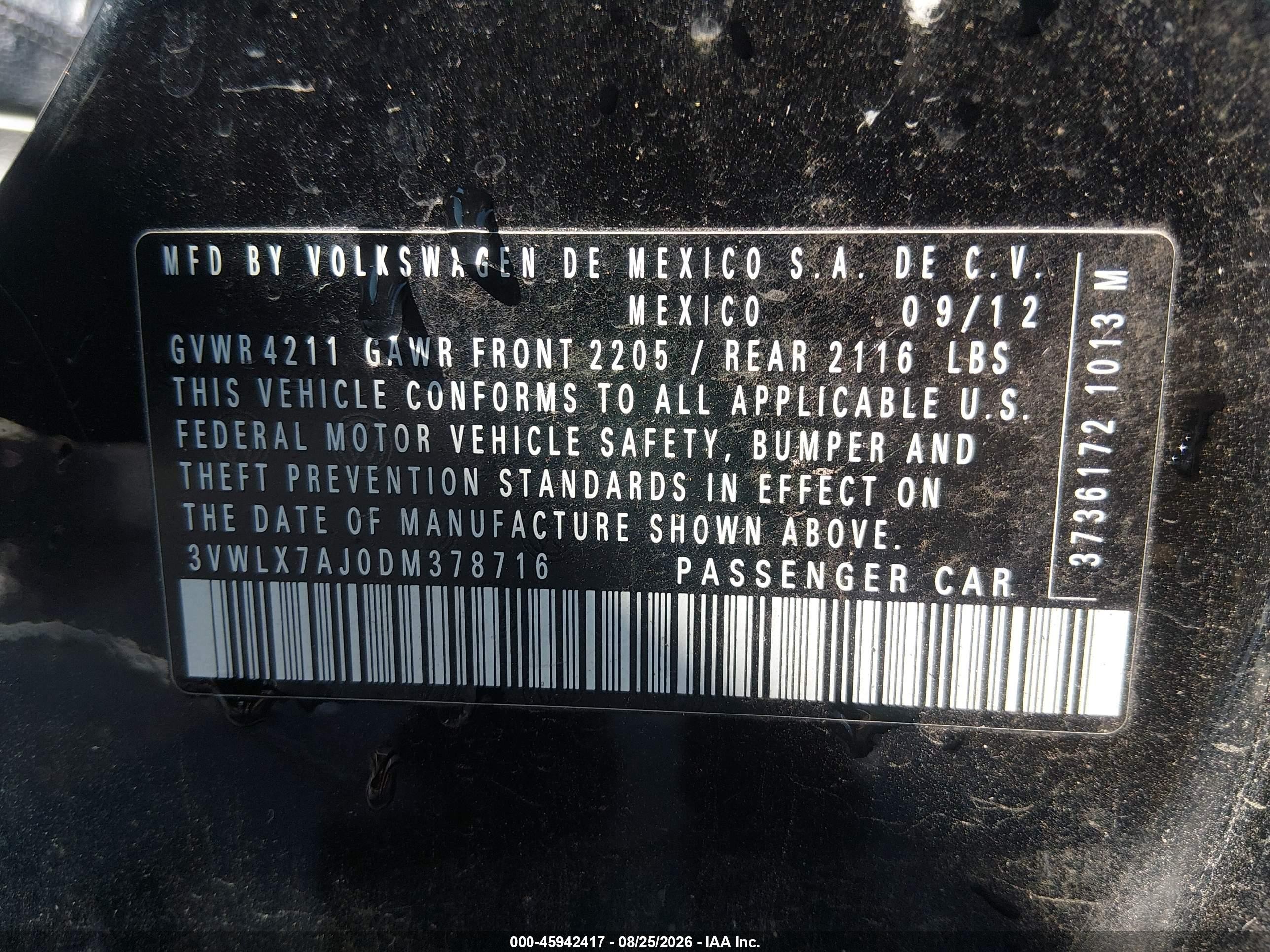 2013 Volkswagen Jetta 2.5l Sel Black vin: 3VWLX7AJ0DM378716