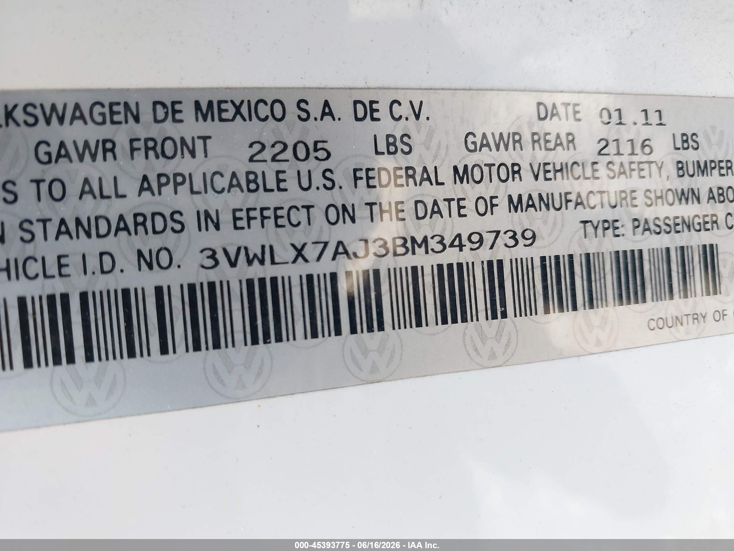 2011 Volkswagen Jetta 2.5l Sel White vin: 3VWLX7AJ3BM349739