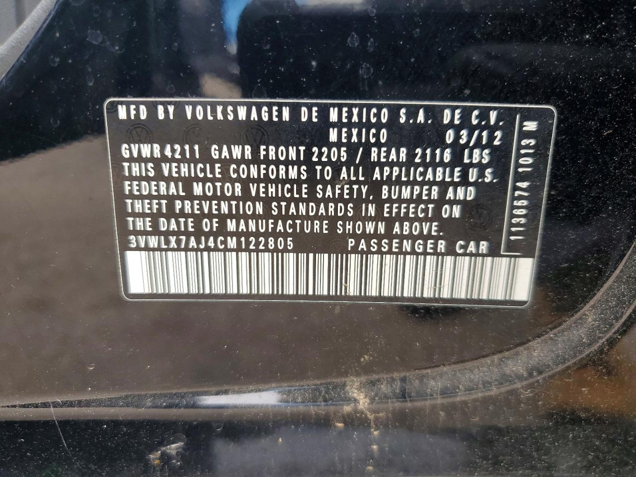 2012 Volkswagen Jetta Sel Black vin: 3VWLX7AJ4CM122805