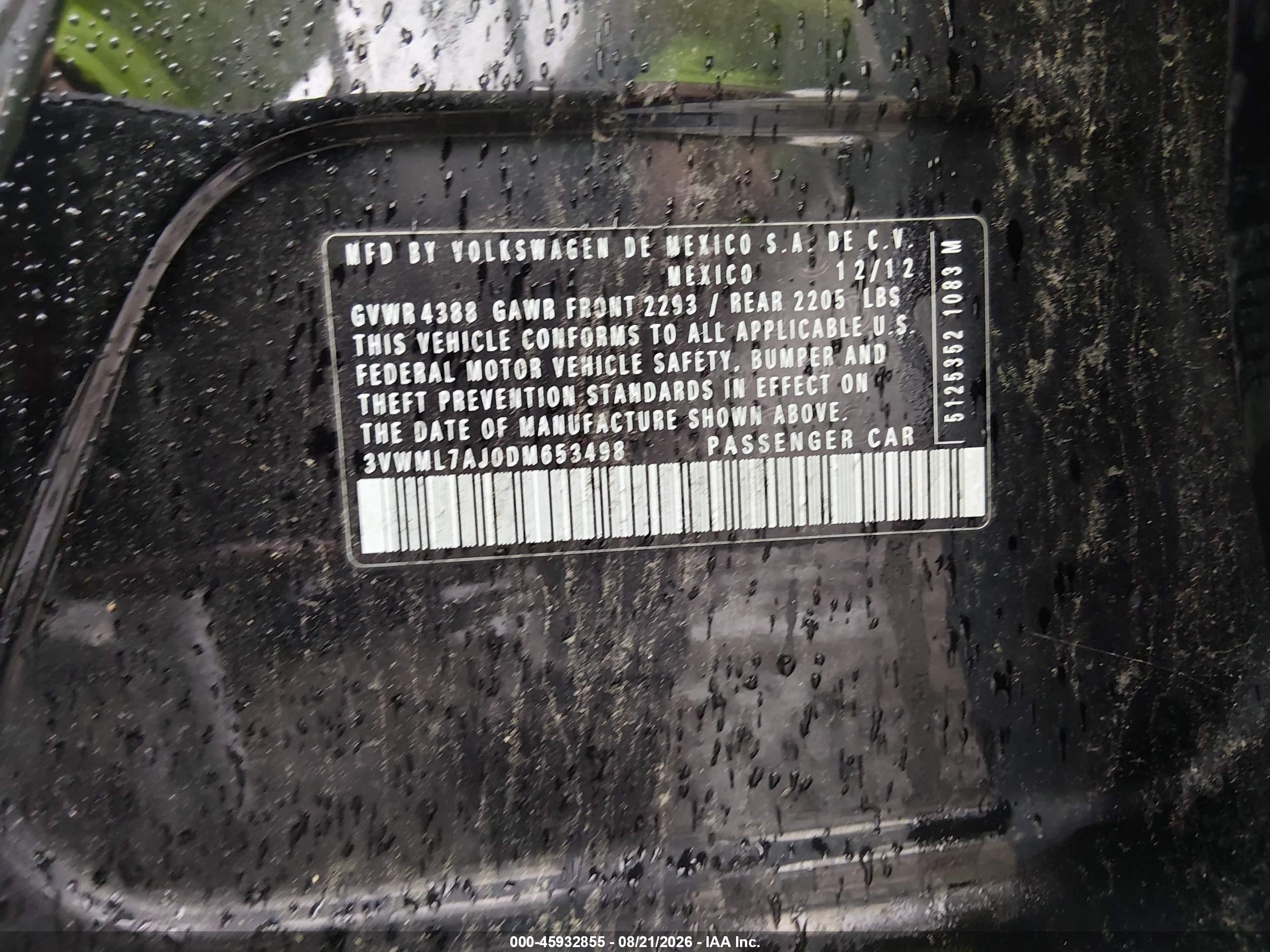 2013 Volkswagen Jetta Sportwagen 2.0l Tdi Black vin: 3VWML7AJ0DM653498