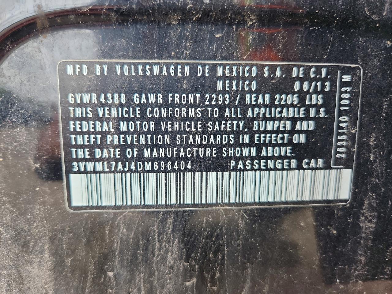 2013 Volkswagen Jetta Tdi Black vin: 3VWML7AJ4DM696404