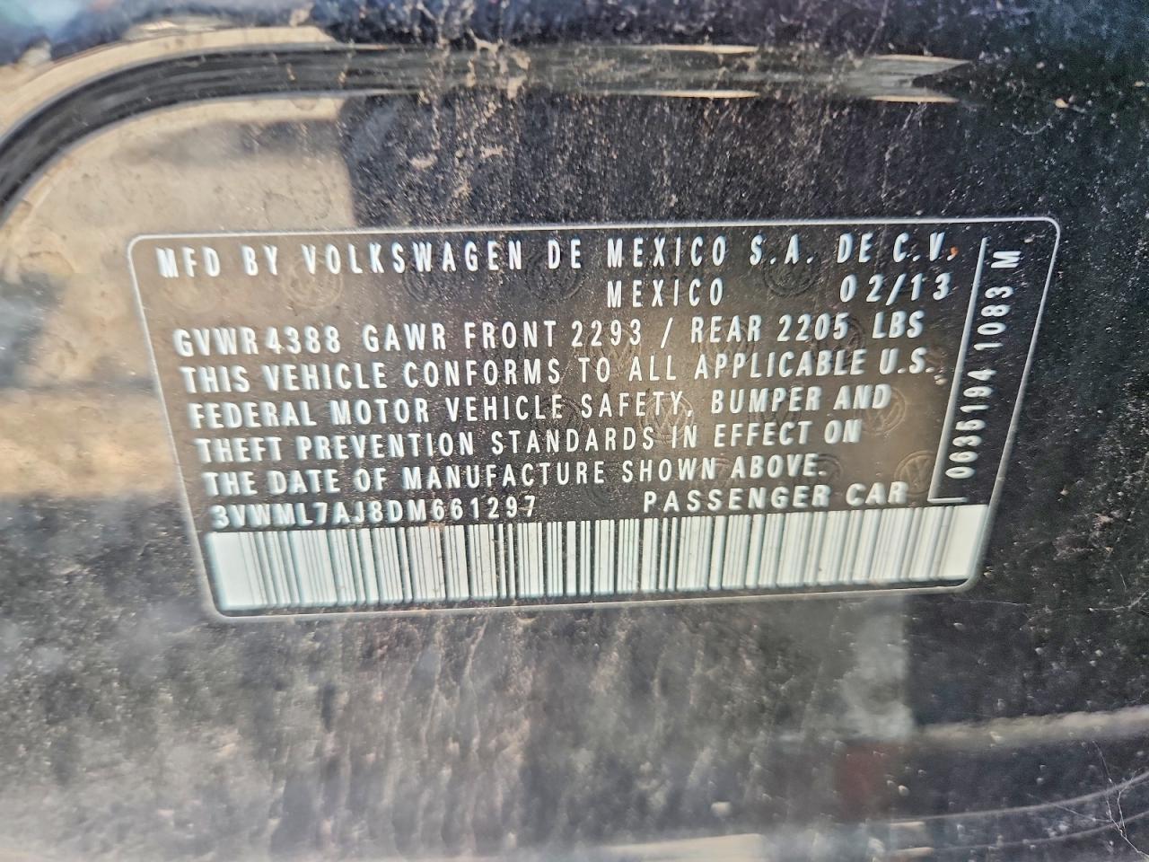 2013 Volkswagen Jetta Tdi Black vin: 3VWML7AJ8DM661297
