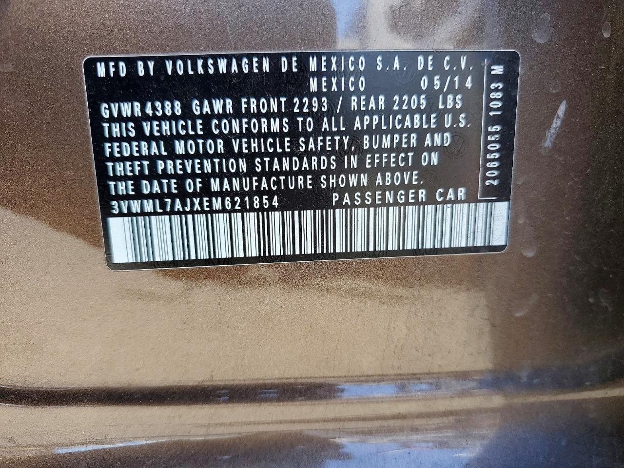 2014 Volkswagen Jetta Tdi Brown vin: 3VWML7AJXEM621854