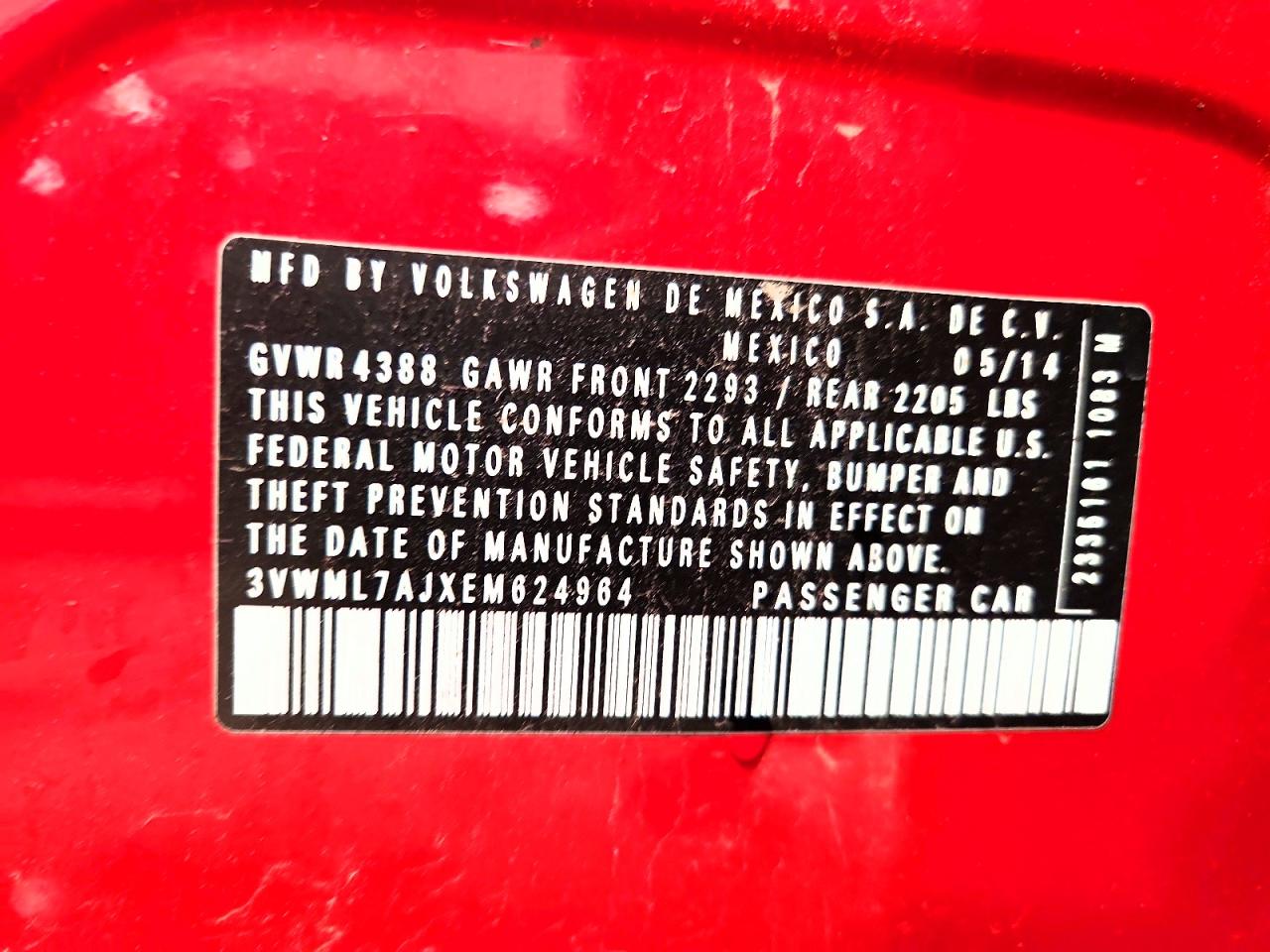 2014 Volkswagen Jetta Tdi Red vin: 3VWML7AJXEM624964