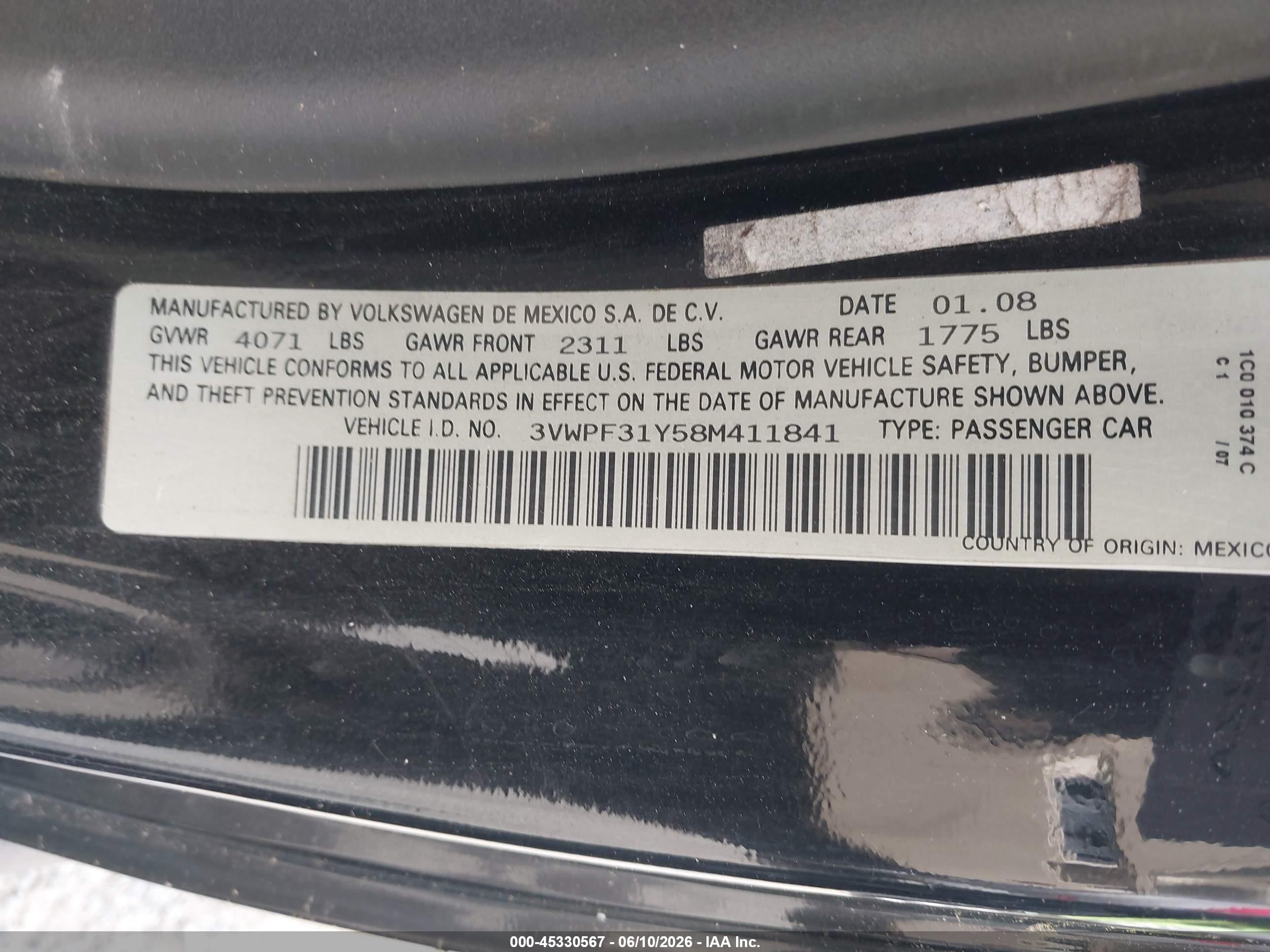 2008 Volkswagen New Beetle S Black vin: 3VWPF31Y58M411841